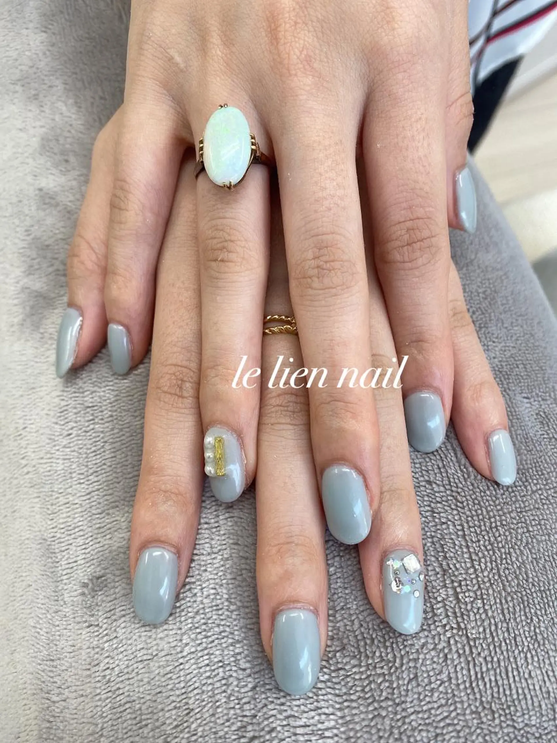 ネイル アートネイル ブルー オフィスネイル シンプルネイル ハンドネイル le lien nailのネイルデザイン