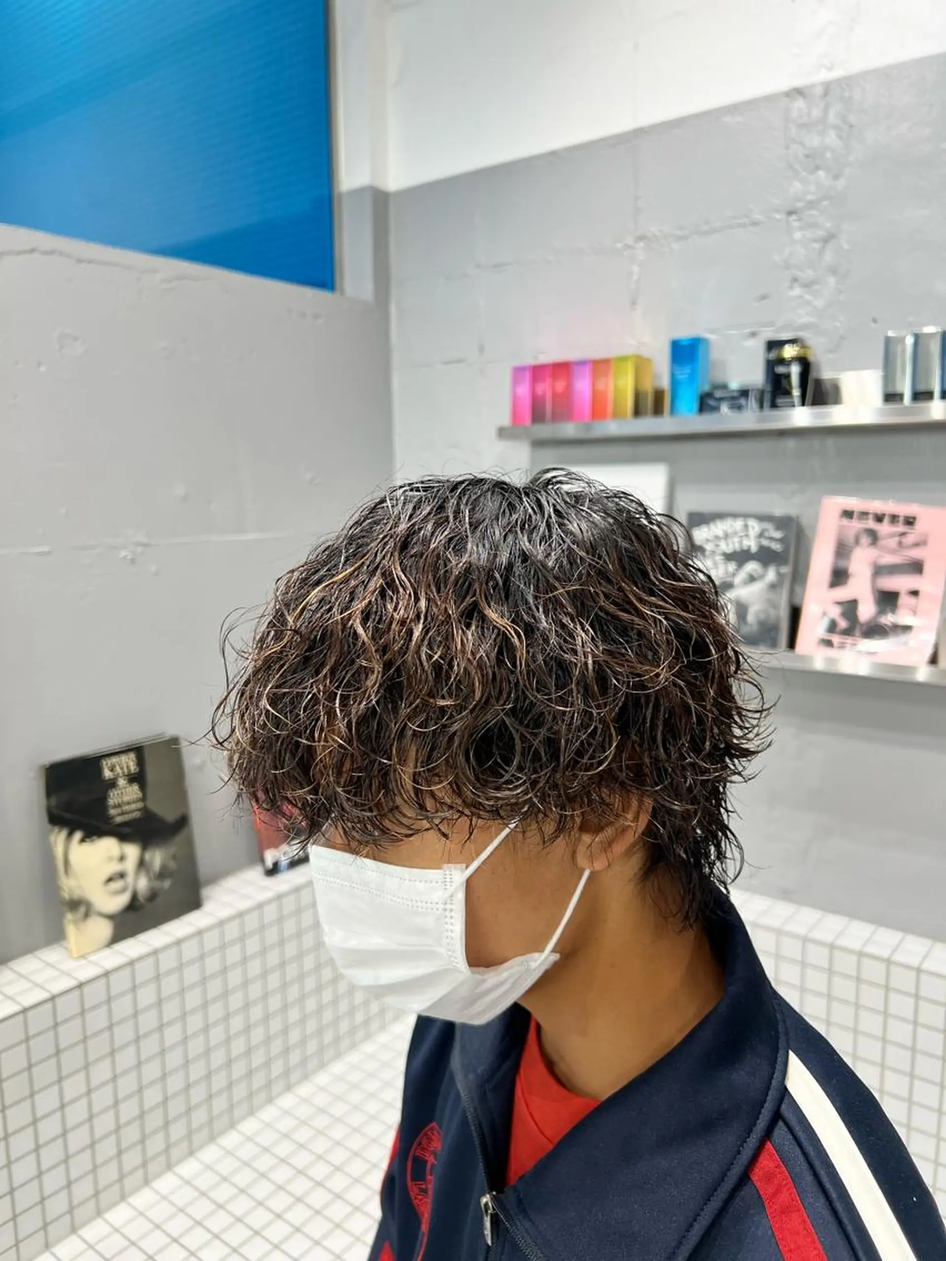 ショート カラー パーマ メンズ カット パーマ ダウンパーマ🇰🇷 毛流れパーマ【かな】のヘアスタイル