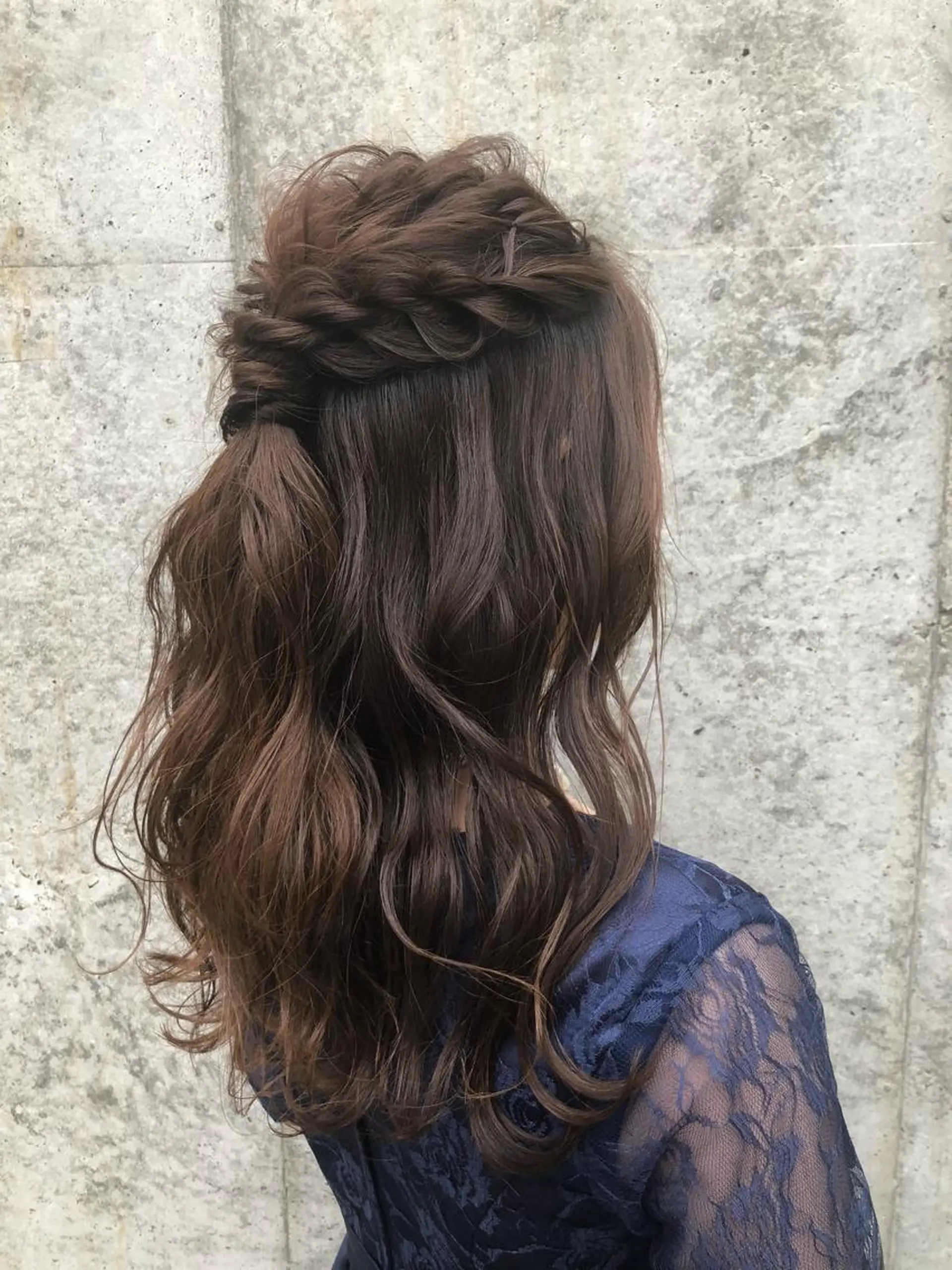 ロング ヘアアレンジ ハーフアップ ヘアセット KANAMI日暮里 韓国ヘア・メイクのヘアスタイル