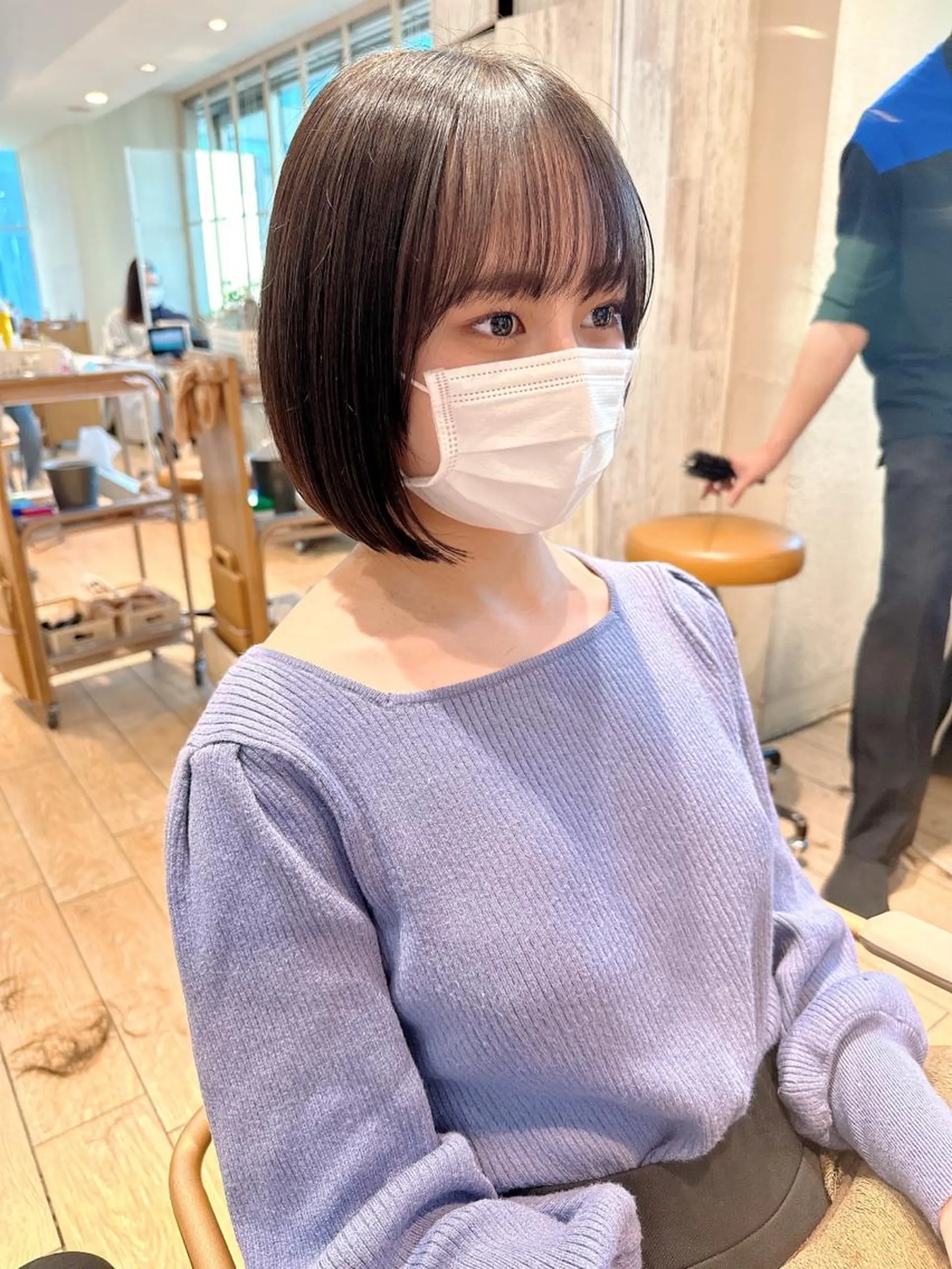 ミディアム 切りっぱなしボブ ショートボブ ボブ くびれヘア タンバルモリ カット トリートメント 市原 大翼のヘアスタイル