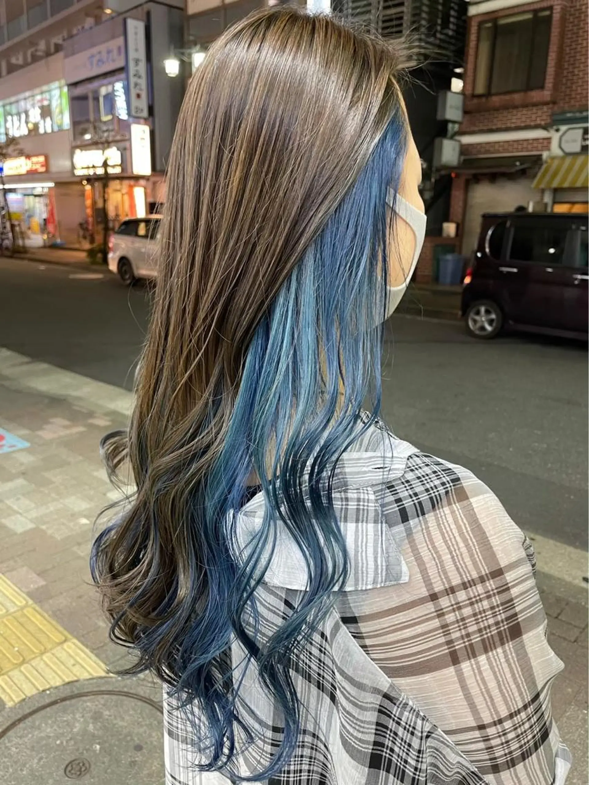 ロング カラー ベージュカラー 黒髪 ブリーチ ブルーカラー ブルーブラック 酸性ストレート 🤍🎀honokaのヘアスタイル