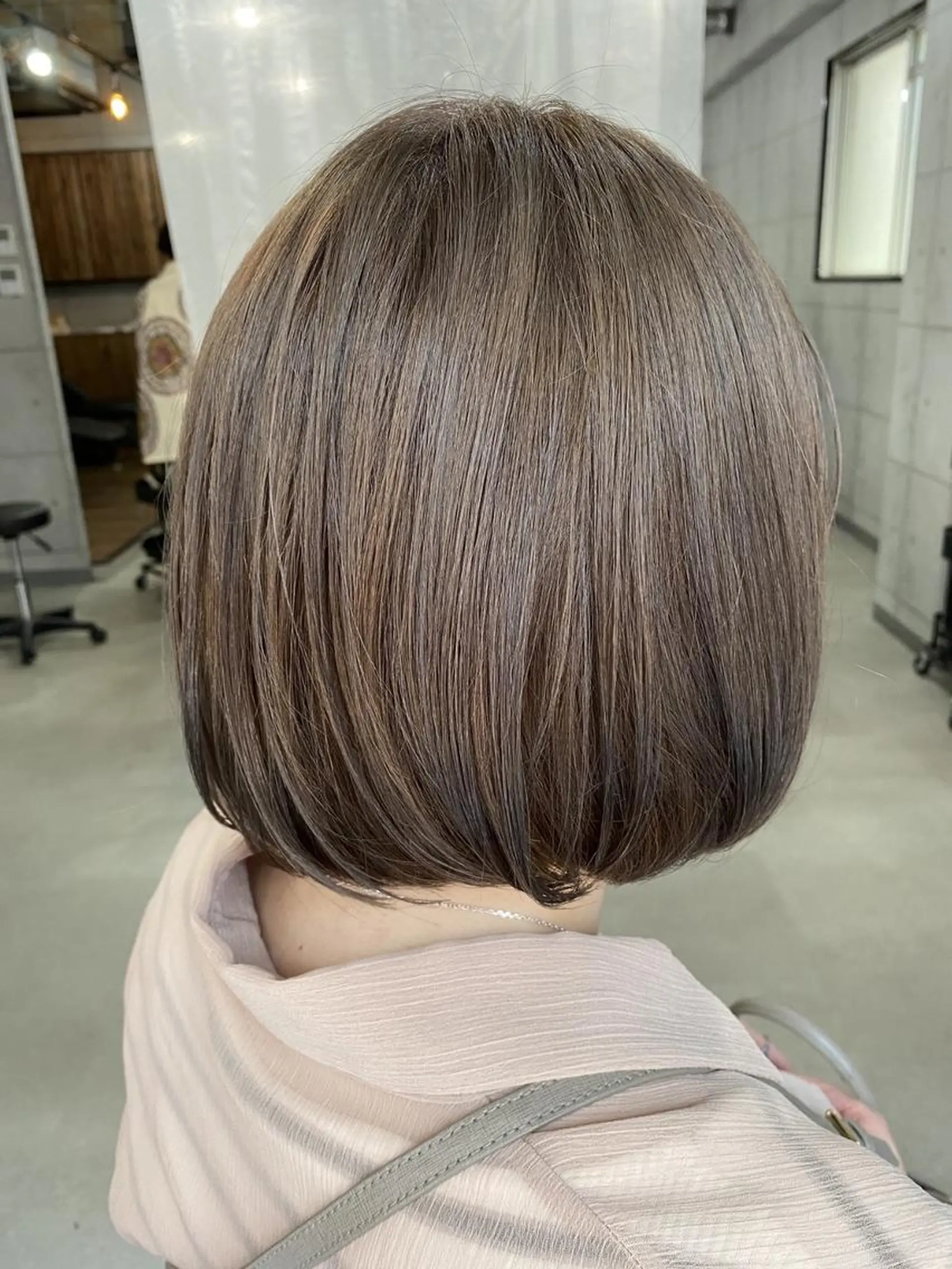 ショート カラー キッズ ネイル アディクシーカラー バレイヤージュ ミストバング ベージュカラー 黒髪 女性専用サロン 【中崎町】ゆきみのヘアスタイル