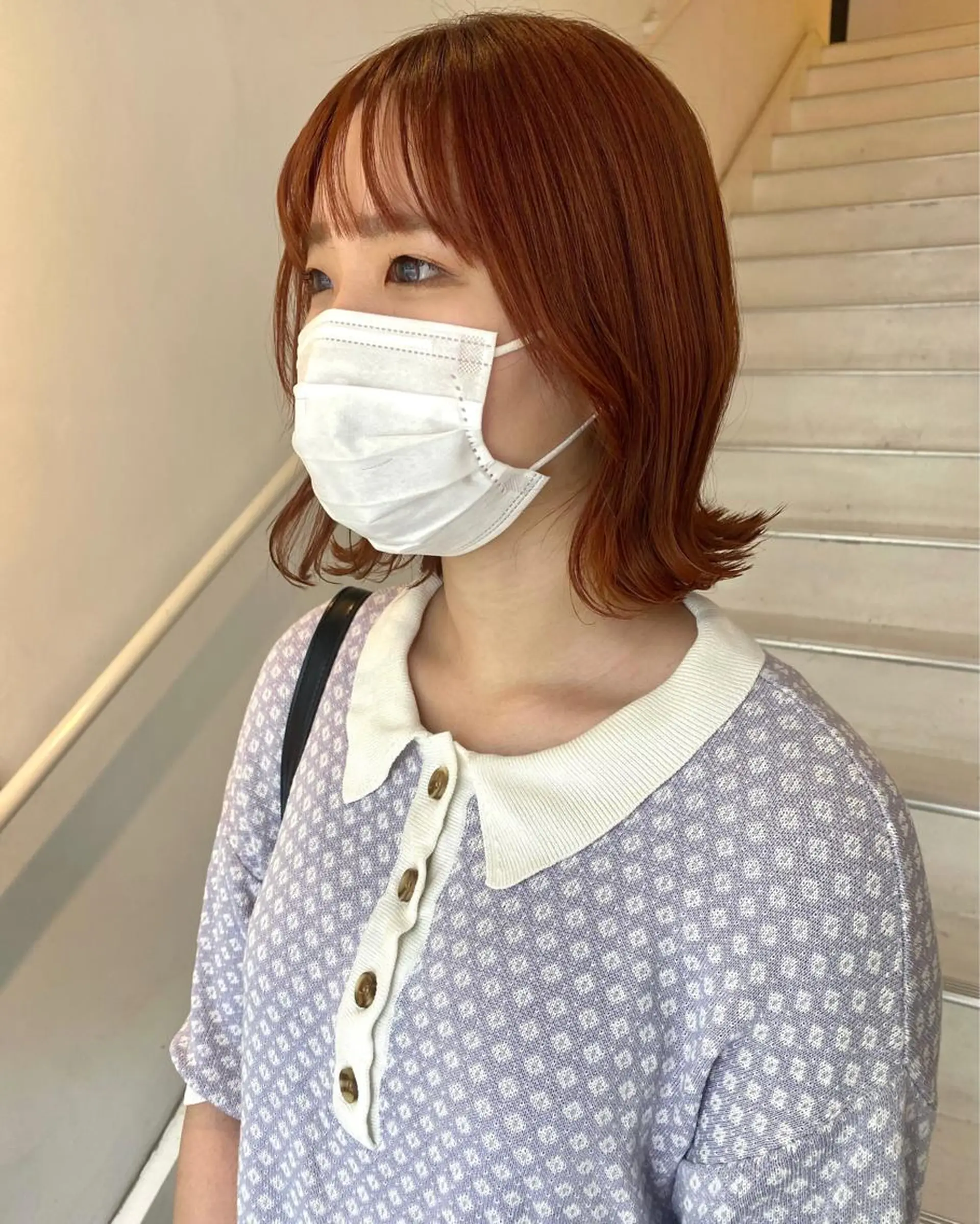 ミディアム カラー ブラウンカラー オレンジ オレンジブラウン 顔周りカット カット ヘアカラー アオイ🩵暖色 /まろやかカラーのヘアスタイル