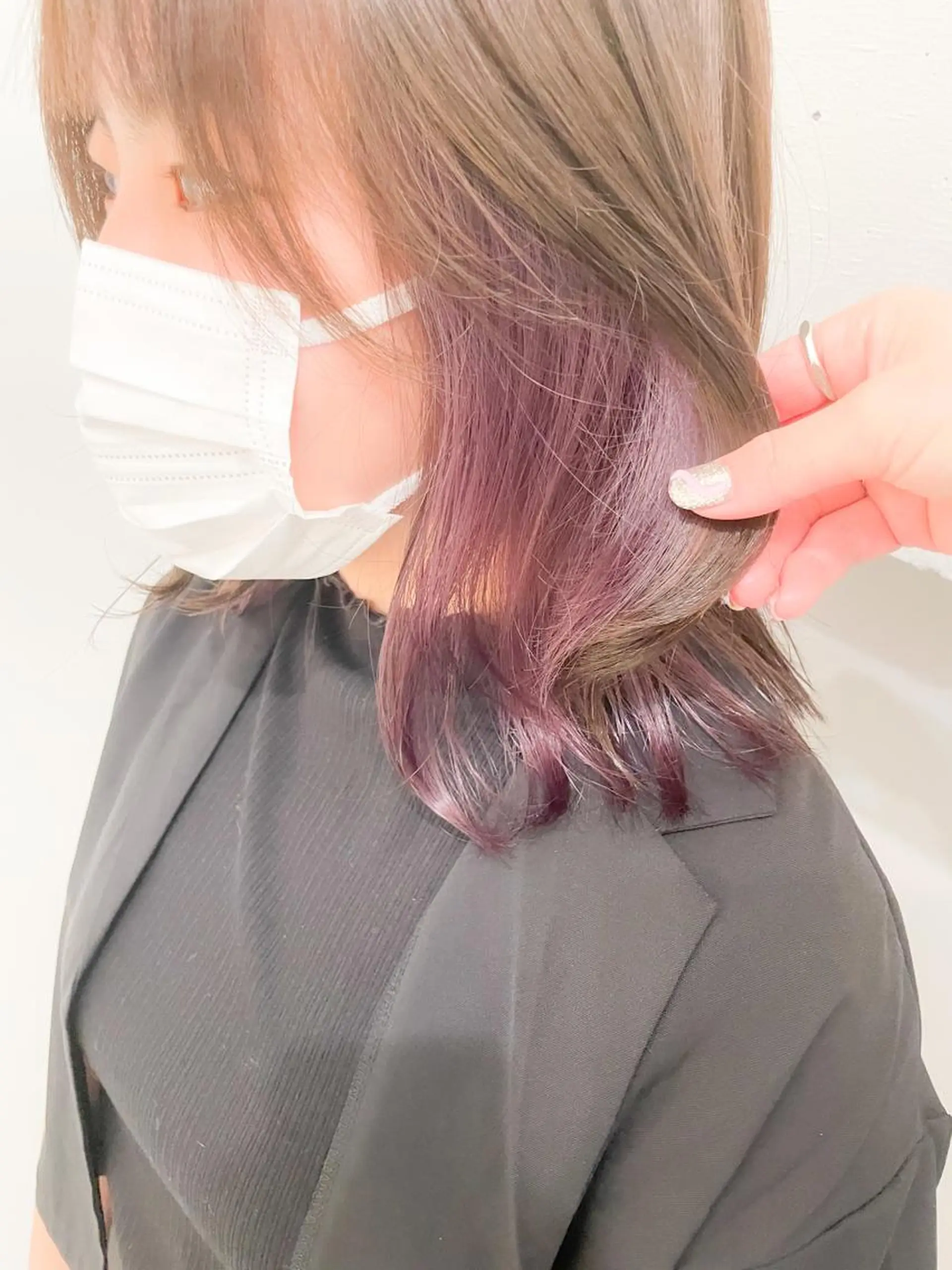 セミロング カラー インナーカラー ラベンダーカラー ピンクカラー ピンクラベンダー ボブ ヘアカラー ✨カラー支持No.1 🧸ワキ カナコ🧸のヘアスタイル