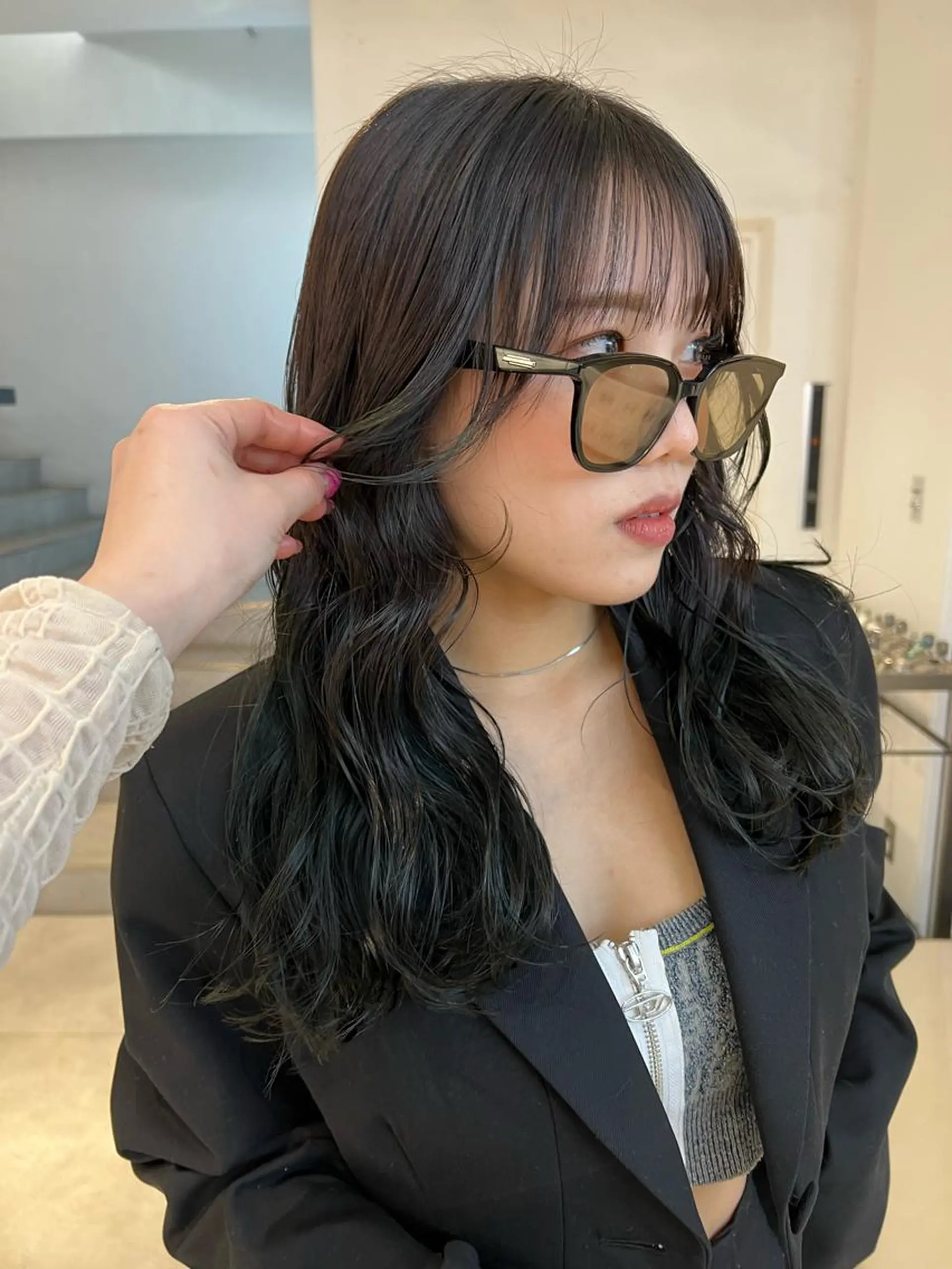 ロング カラー ブリーチ 顔周りカット/透明感 カラー✂️MEIのヘアスタイル