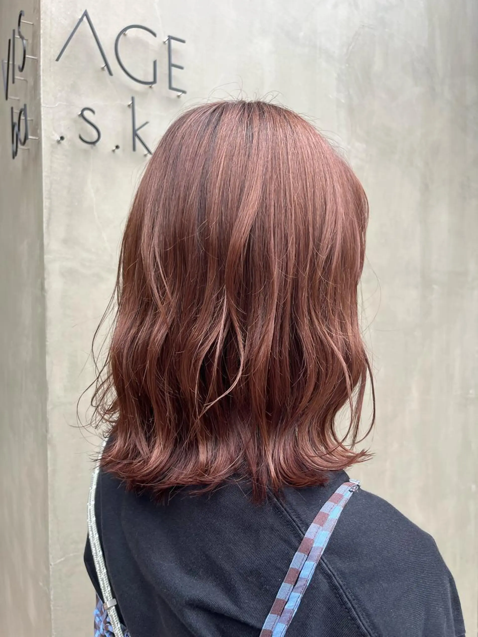 ミディアム ピンクブラウン カット ヘアカラー トリートメント sato ayaka ｜透明感カラー🫧のヘアスタイル