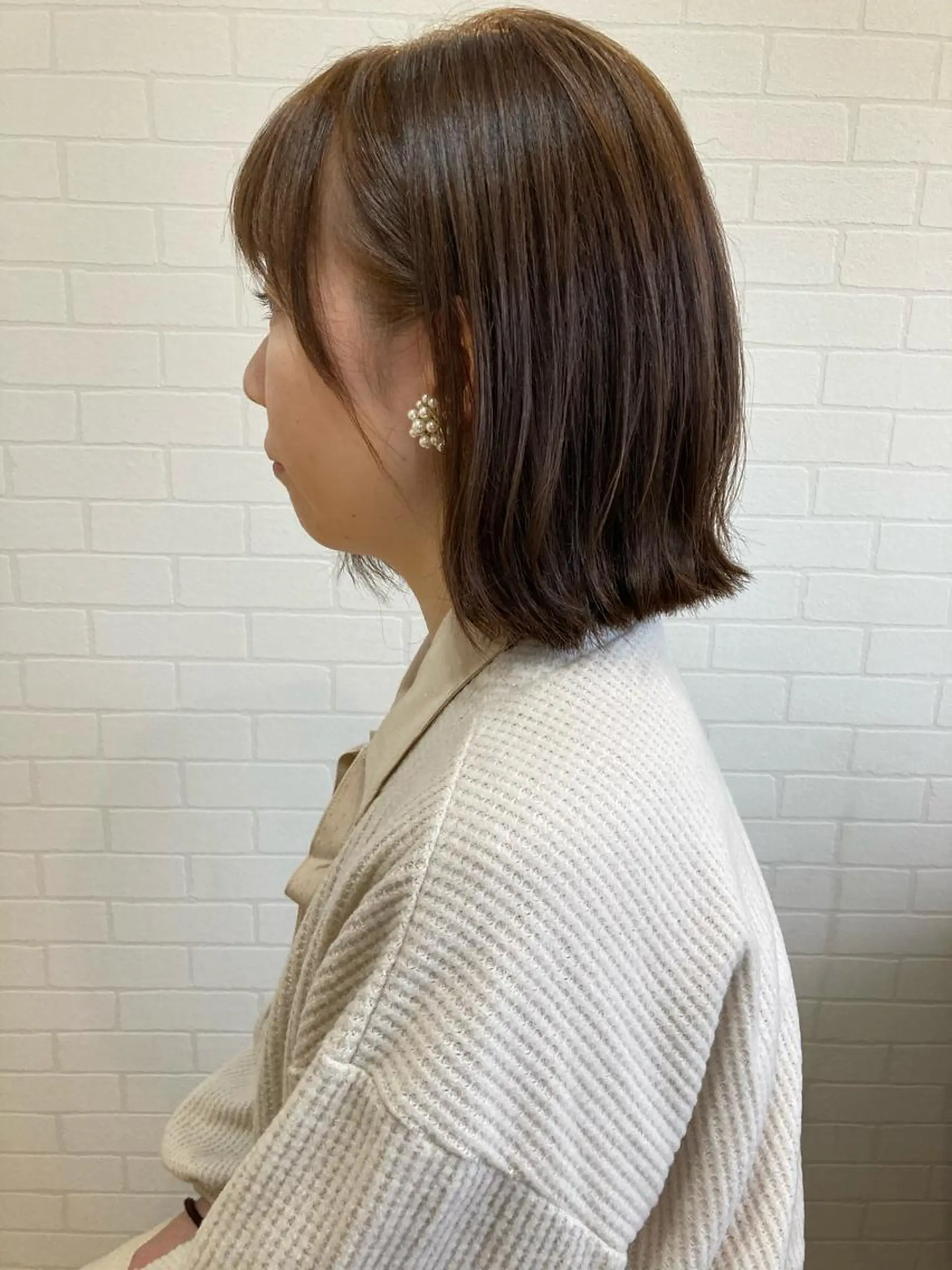 ミディアム カラー 切りっぱなしボブ ボブ カット ヘアカラー 韓国風⭐️くびれヘア 🍀高津かえでのヘアスタイル