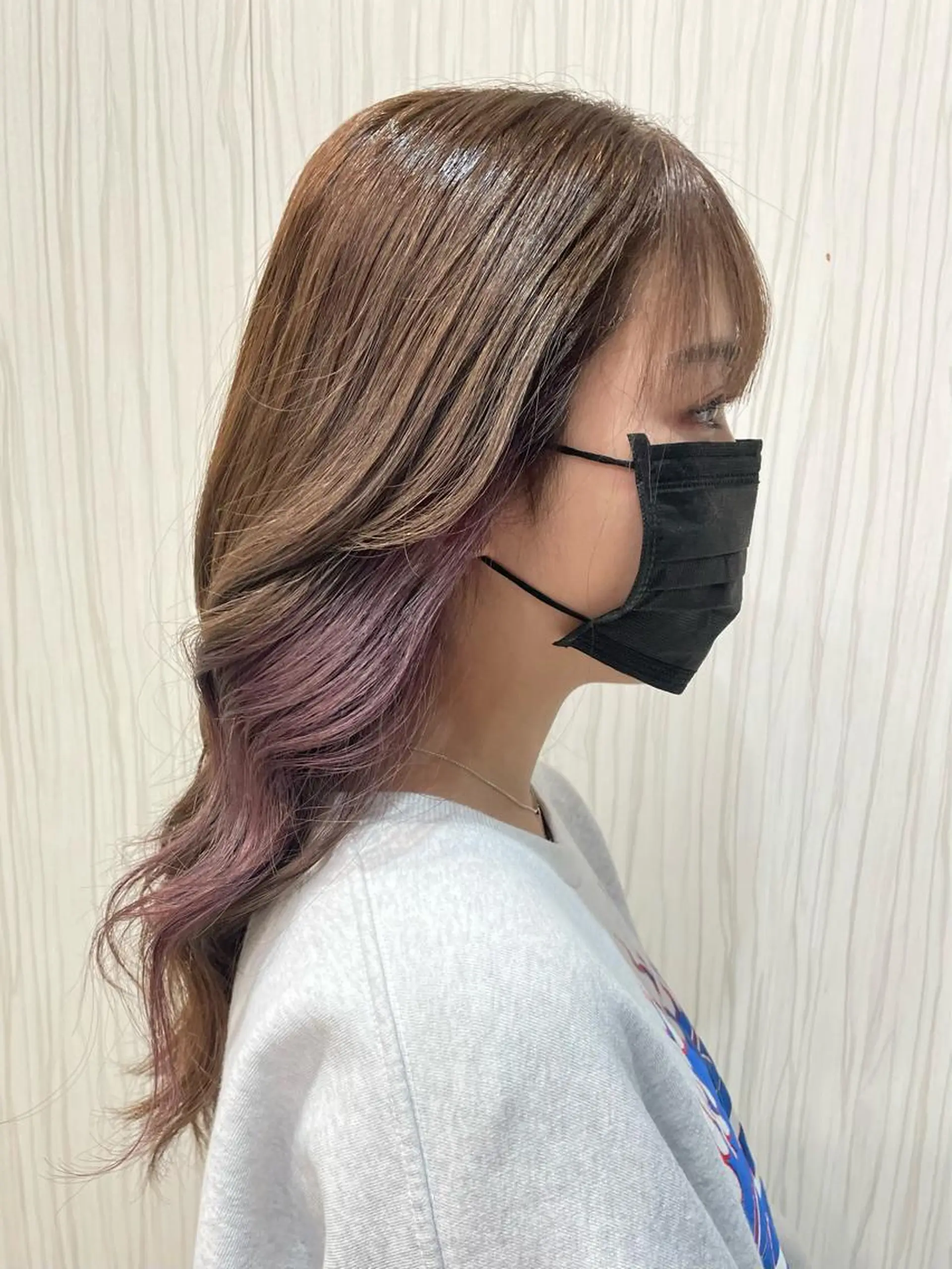 ロング カラー イヤリングカラー ピンクカラー 飯塚 愛美のヘアスタイル