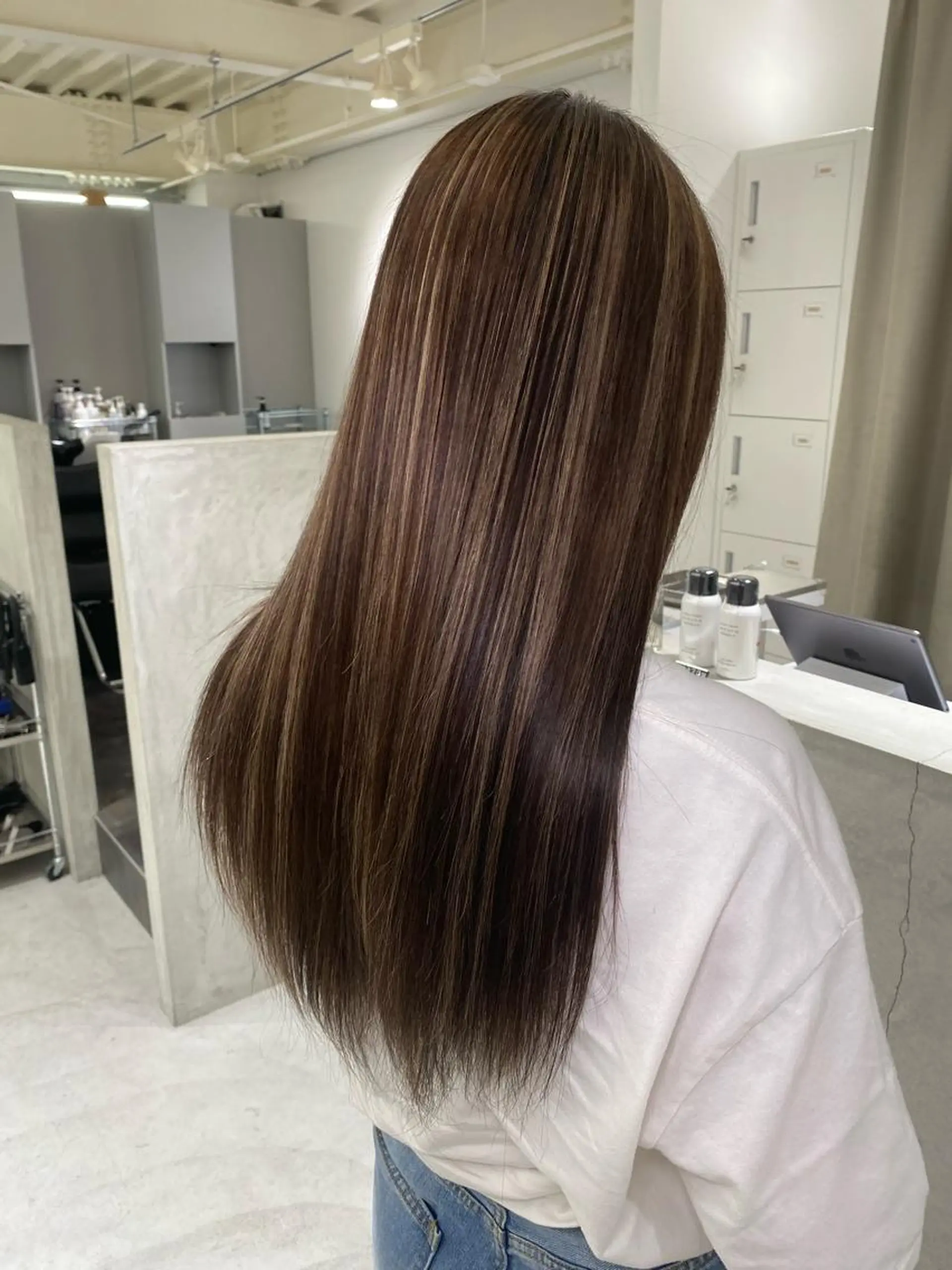 ロング ハイライト ヘアカラー トリートメント ブリーチ/髪質改善 公文愛結のヘアスタイル