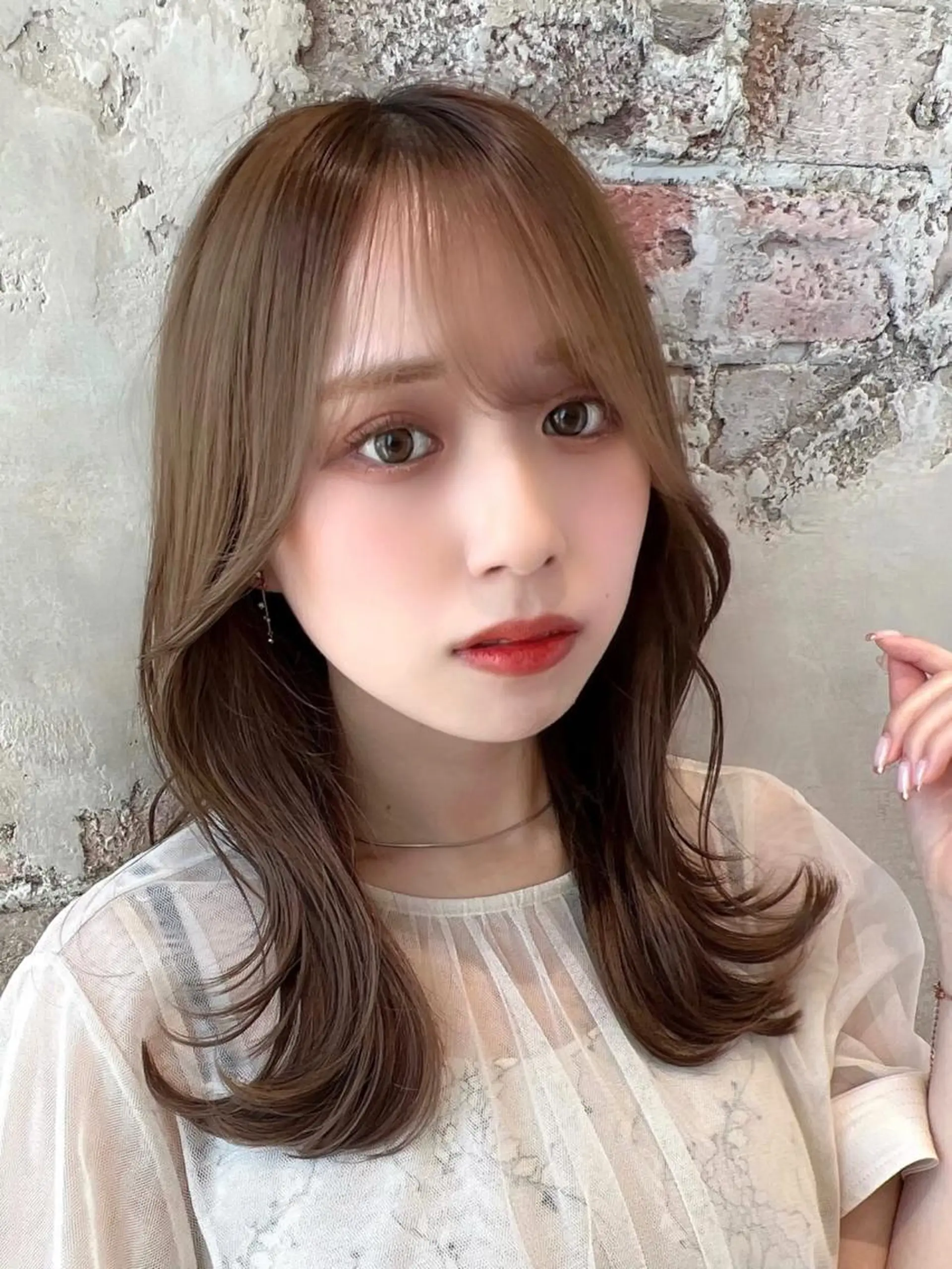 セミロング カラー ベージュカラー ブラウンカラー くびれヘア 髪質改善 縮毛矯正 カット ヘアカラー トリートメント 🧡くびれヘア/前髪 顔周り🧡久原結衣のヘアスタイル