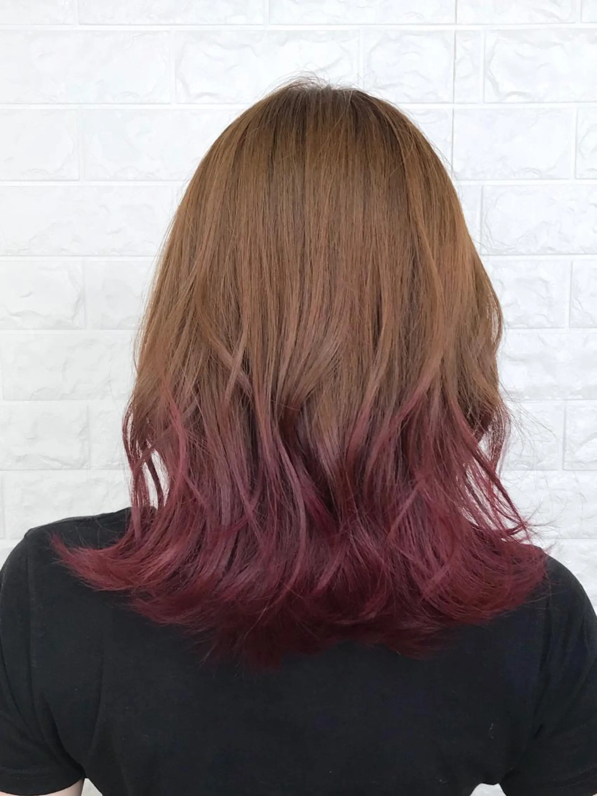 セミロング カラー ベージュカラー デザインカラー イルミナカラー レッドカラー エイジングケア特化 美容師✂️山崎竜二のヘアスタイル