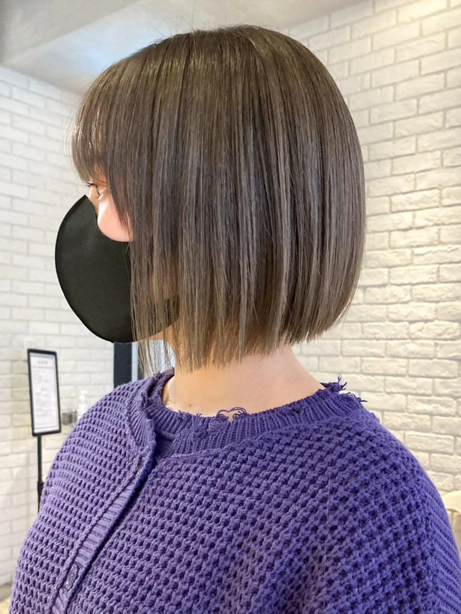 ミディアム カラー ヘアアレンジ パーマ グレージュ ボブ ITbyALBUM 中野店のヘアスタイル