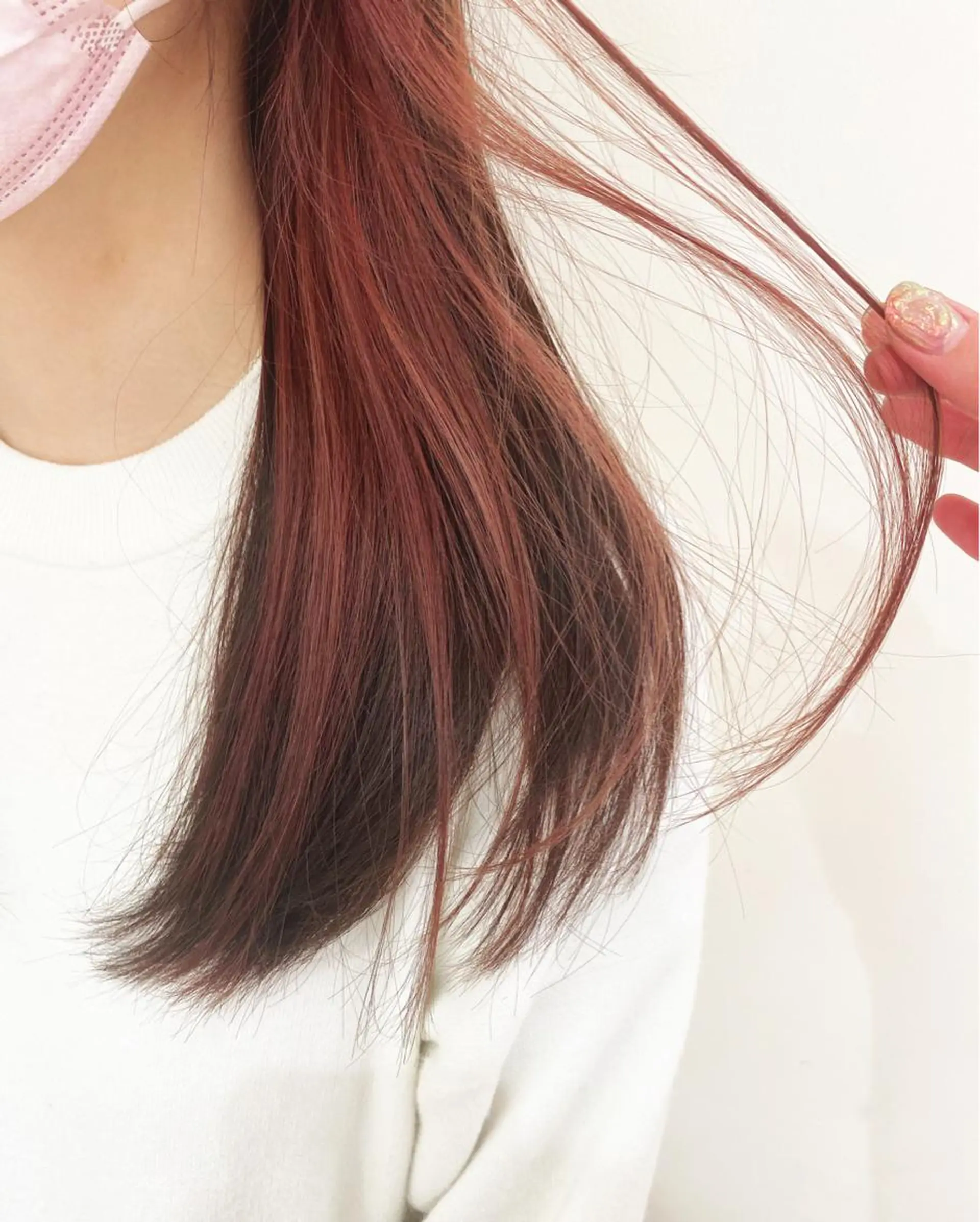 ロング カラー ベージュカラー インナーカラー ピンクカラー ピンクベージュ カット ヘアカラー トリートメント プレイングカラー🤍 細めハイライトのヘアスタイル
