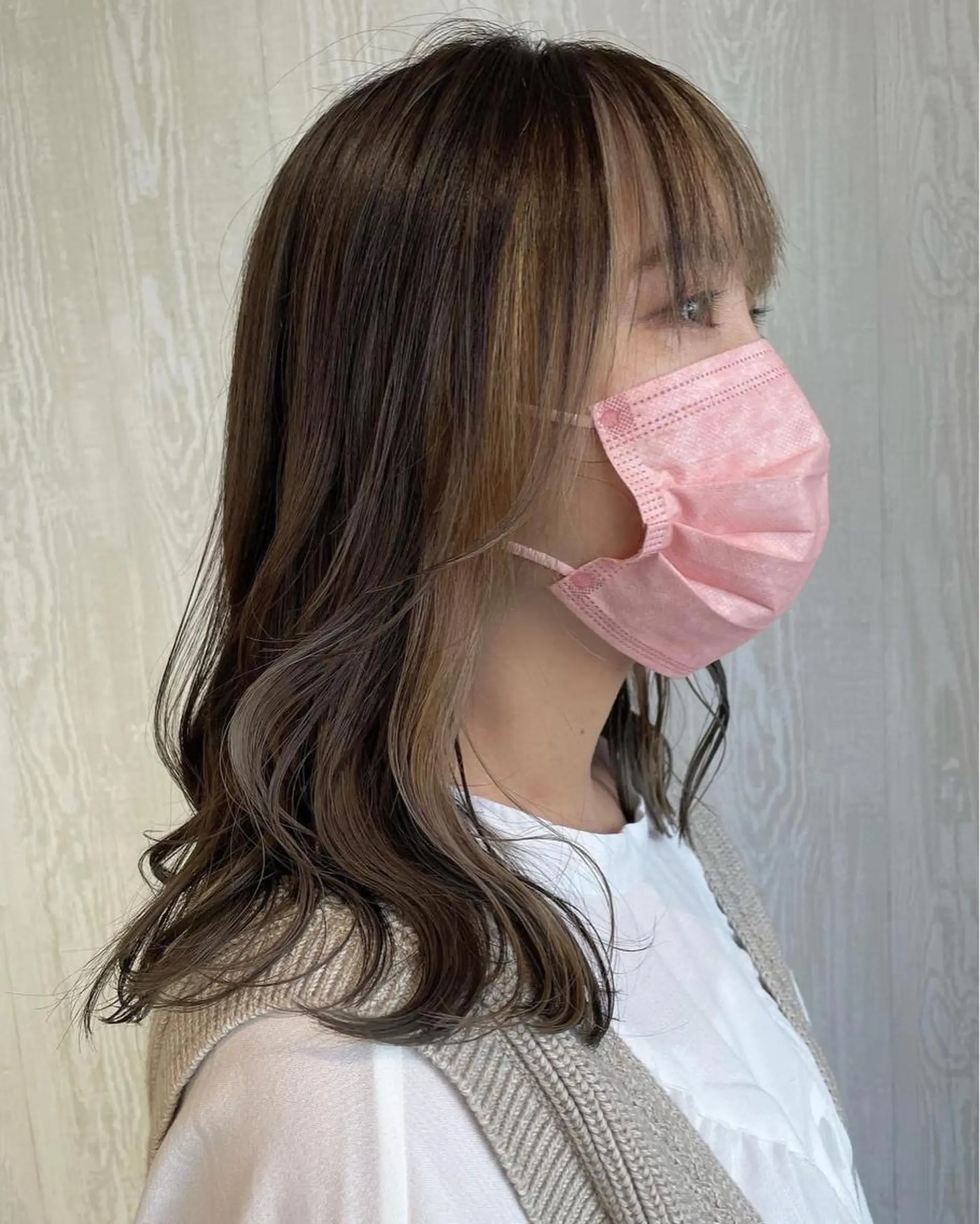 セミロング カラー アッシュ ミストバング  フェイスフレーミング インナーカラー 外国人風カラー ヘアカラー トリートメント 河合秀明/ハイライト /インナーカラーのヘアスタイル