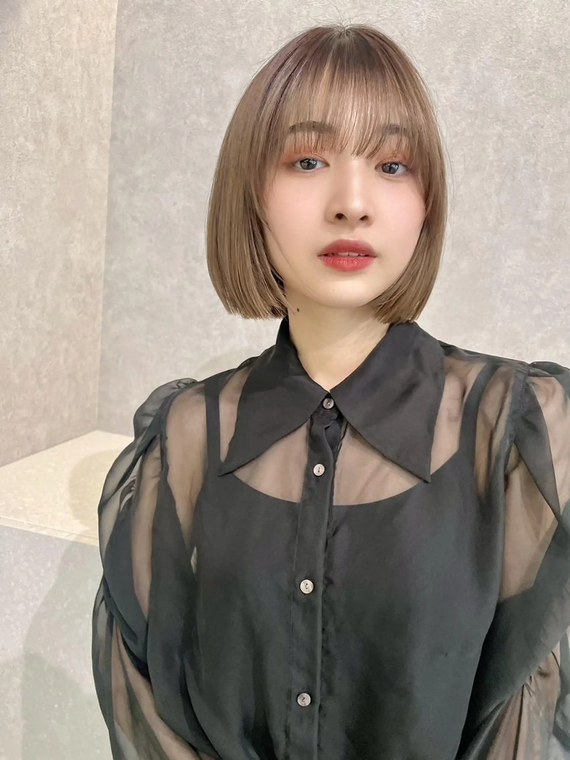 ショート カラー 切りっぱなしボブ ベージュカラー ボブ カット ヘアカラー 🍀ボブ・ショート 透明感カラー🍀萌のヘアスタイル