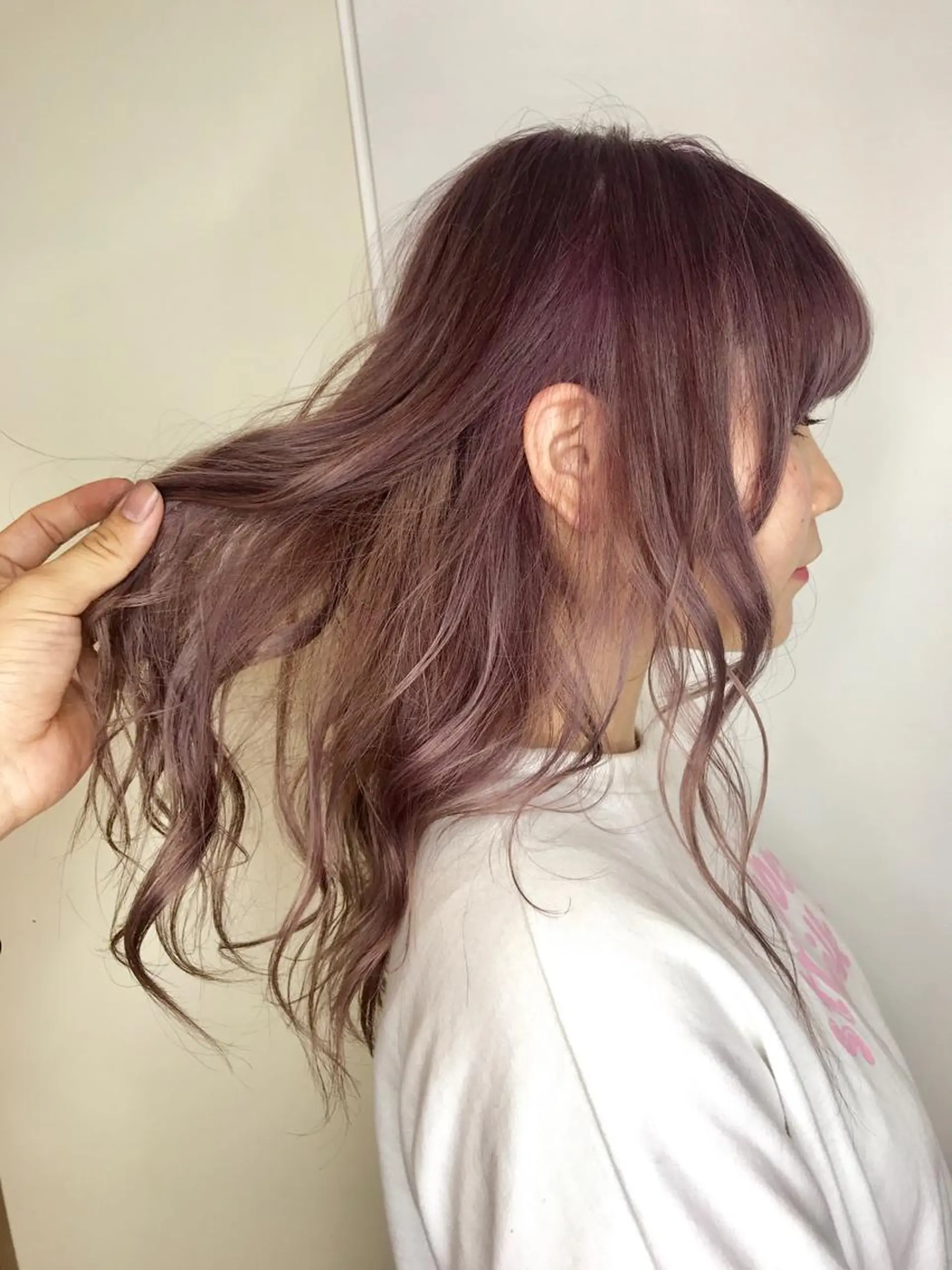 セミロング カラー アッシュ ピンクカラー カット ヘアカラー Le'a渋谷所属・インナーエクステ渋谷 🦋KAJIのヘアスタイル