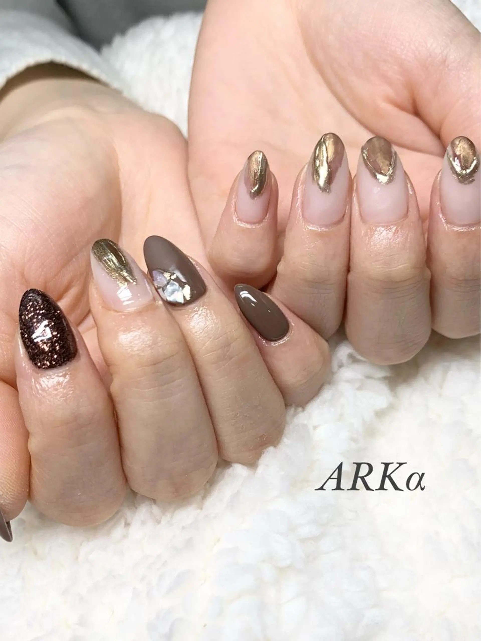 セミロング カラー ネイル ミラーネイル ハンドネイル Nailsalon ARKαのネイルデザイン