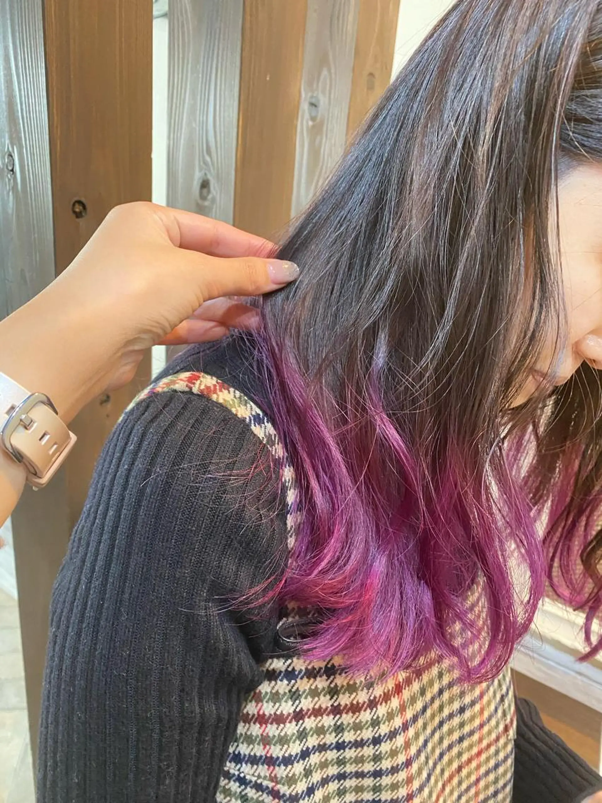 ミディアム カラー ヘアアレンジ ピンクカラー カット ヘアカラー パーマ トリートメント まつげと美容室/ 個室/瀬戸 一菜のヘアスタイル