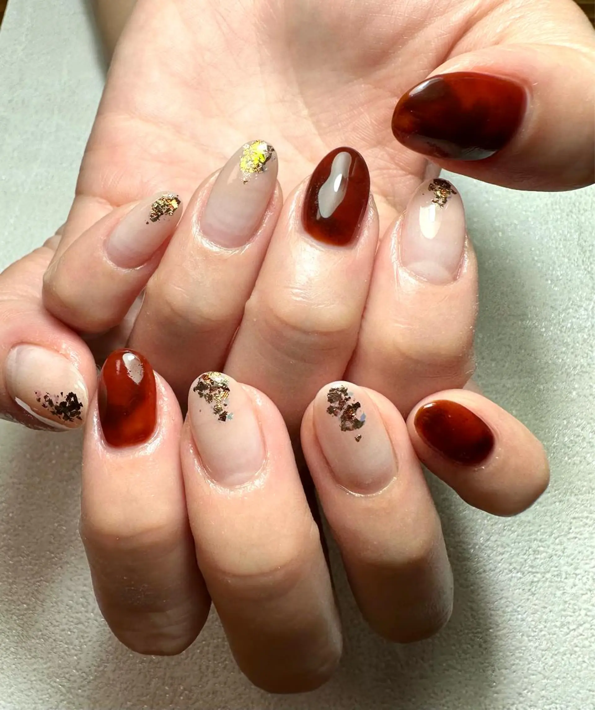 ネイル ブラウン ジェルネイル ニュアンスネイル シンプルネイル ハンドネイル nailsalon /はるのネイルデザイン
