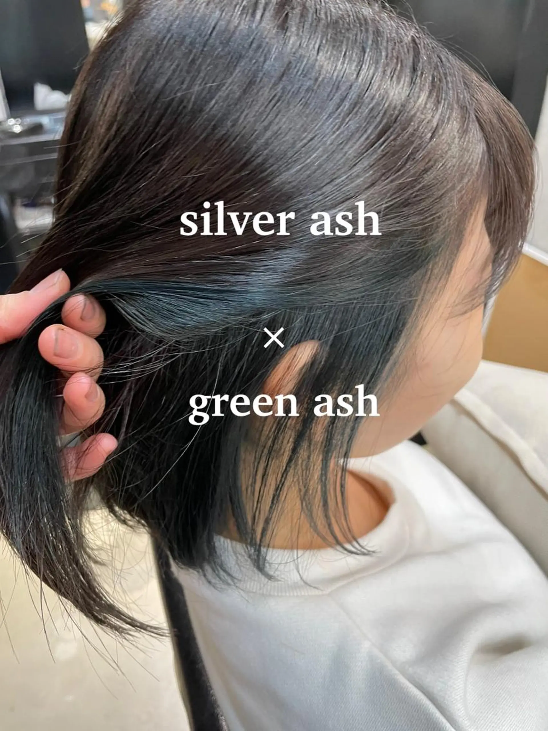 ショート カラー アッシュ エメラルドグリーン インナーカラー lowha 上尾所属・Lowha_ageo 💐Fuzukiのヘアスタイル