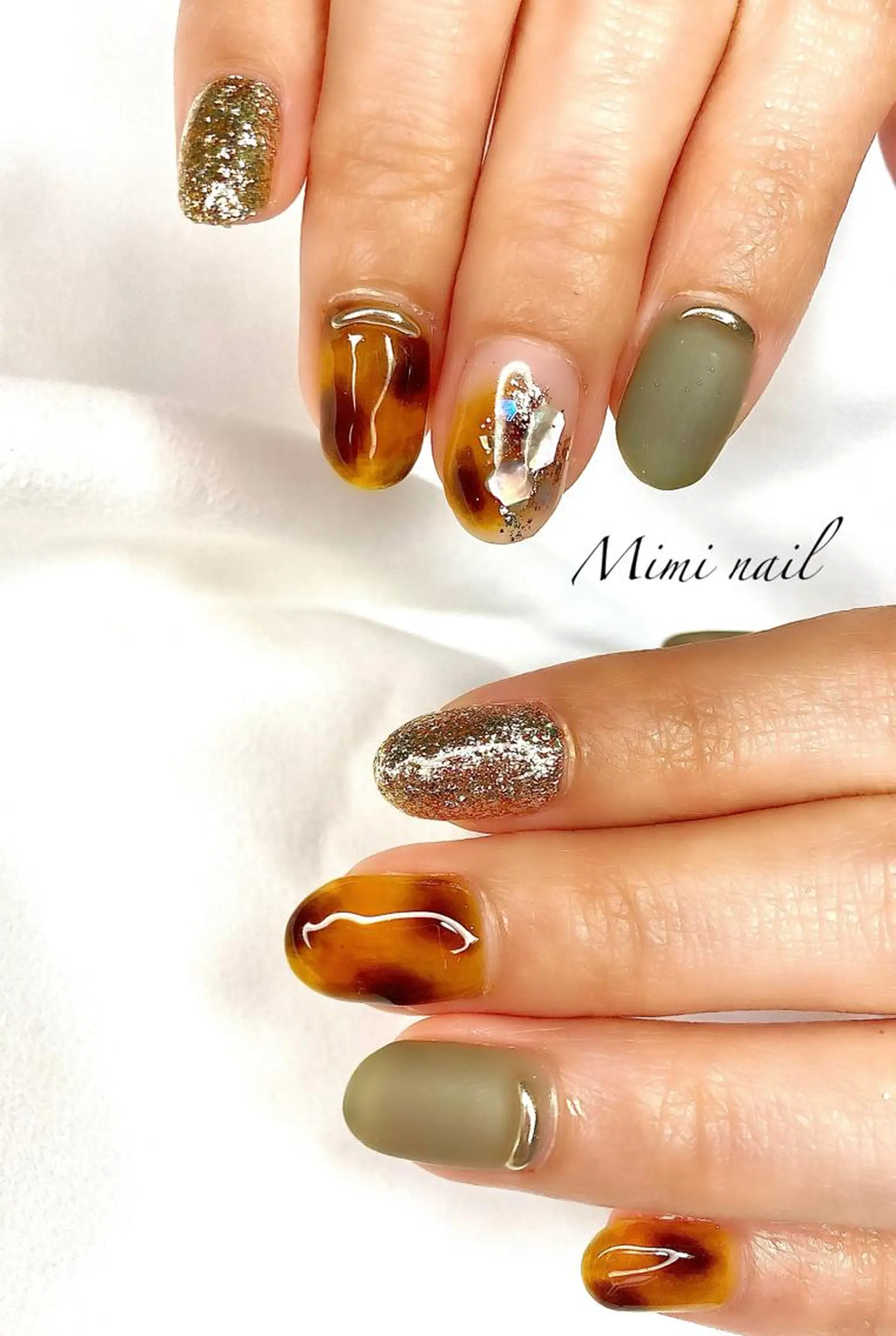 ネイル アートネイル べっ甲ネイル beauty salonM&Iのネイルデザイン