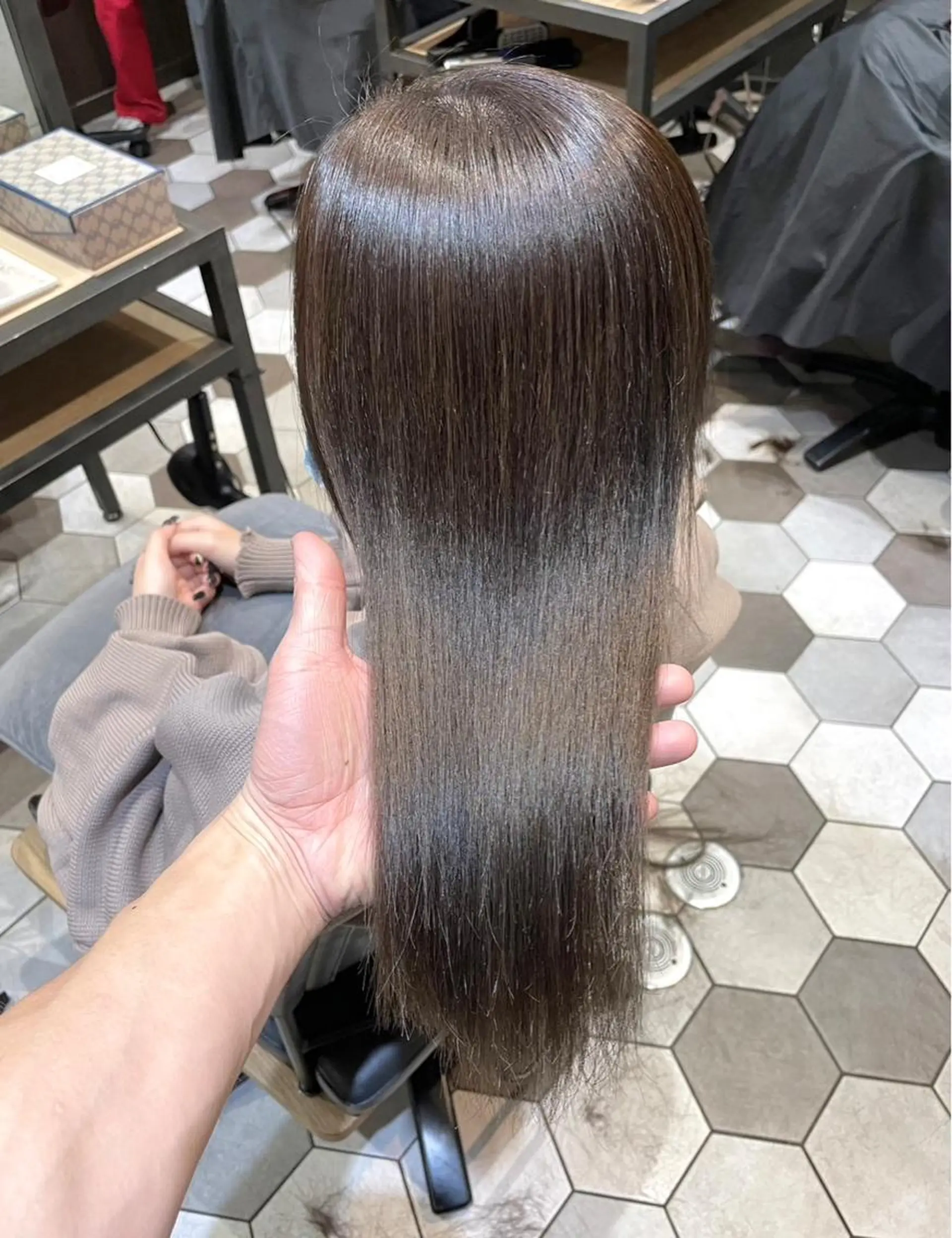 ロング カット 縮毛矯正 韓国風🫧髪質改善 村上　蒼生のヘアスタイル