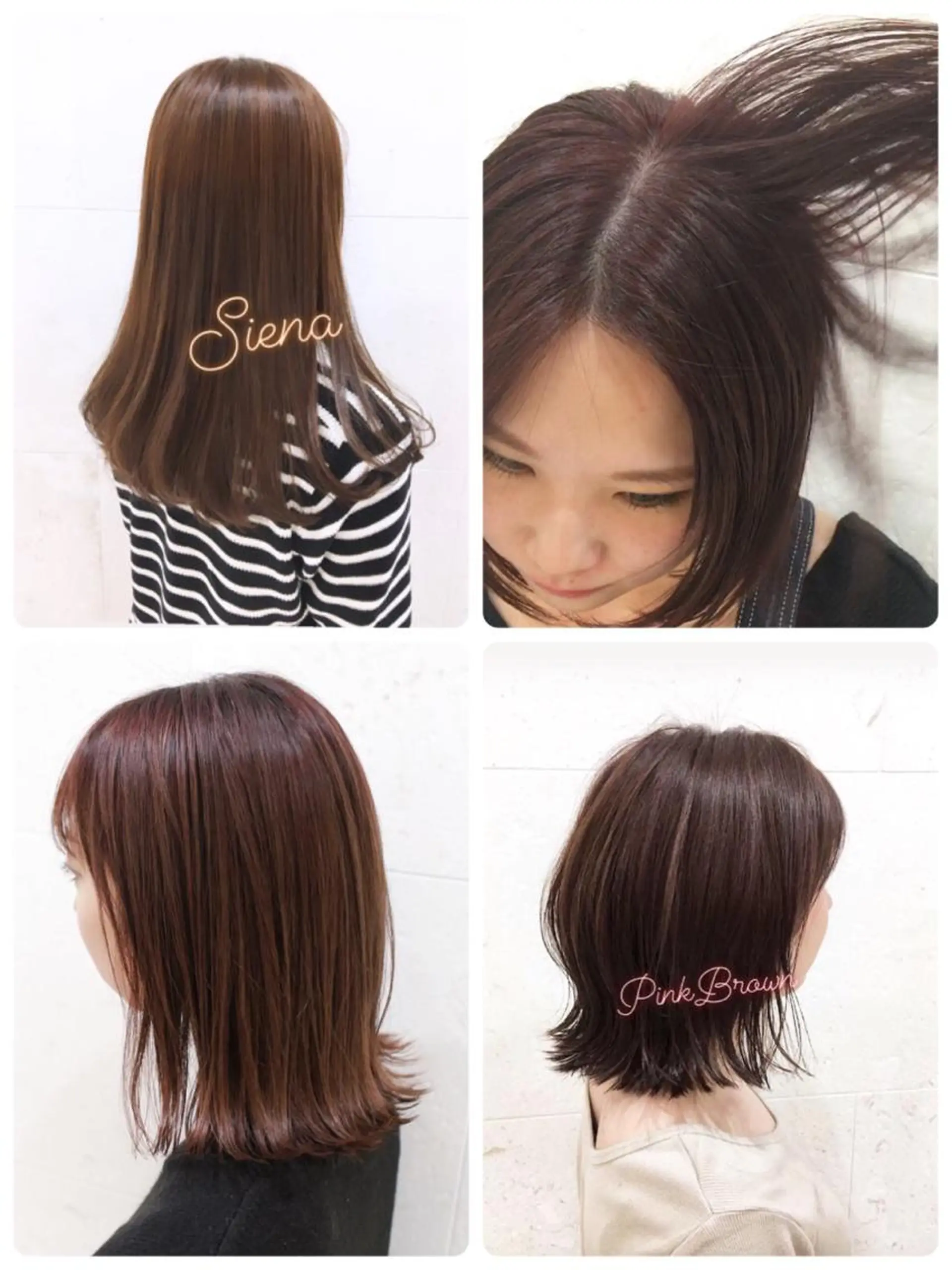 ミディアム カラー ブリーチ ブラウンカラー ピンクカラー ピンクブラウン レッドカラー 斉藤 貴也のヘアスタイル