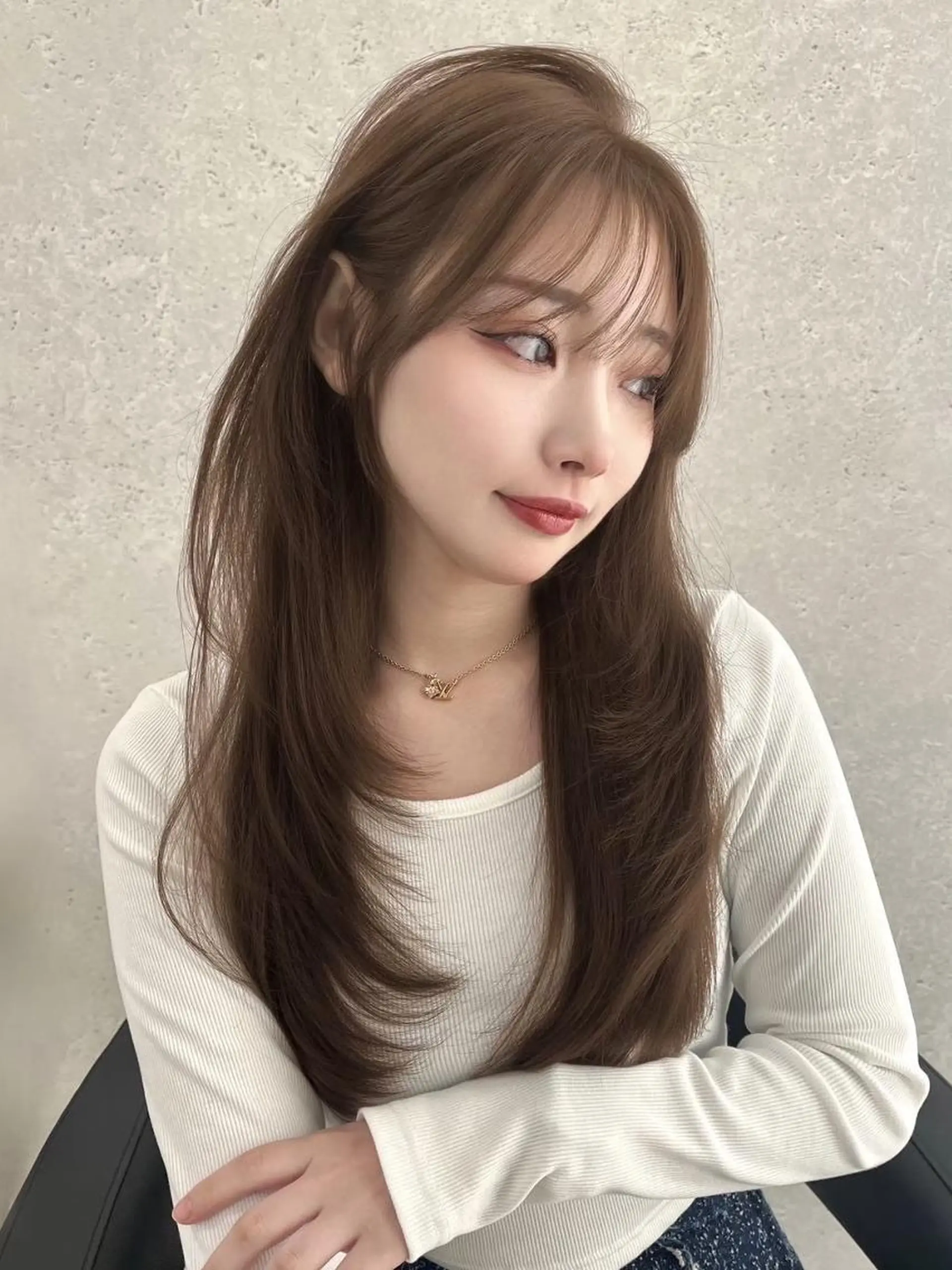 ロング カラー カット ヘッドスパ ヘアセット 韓国ベージュ🇰🇷 レイヤー🤍SHEのヘアスタイル