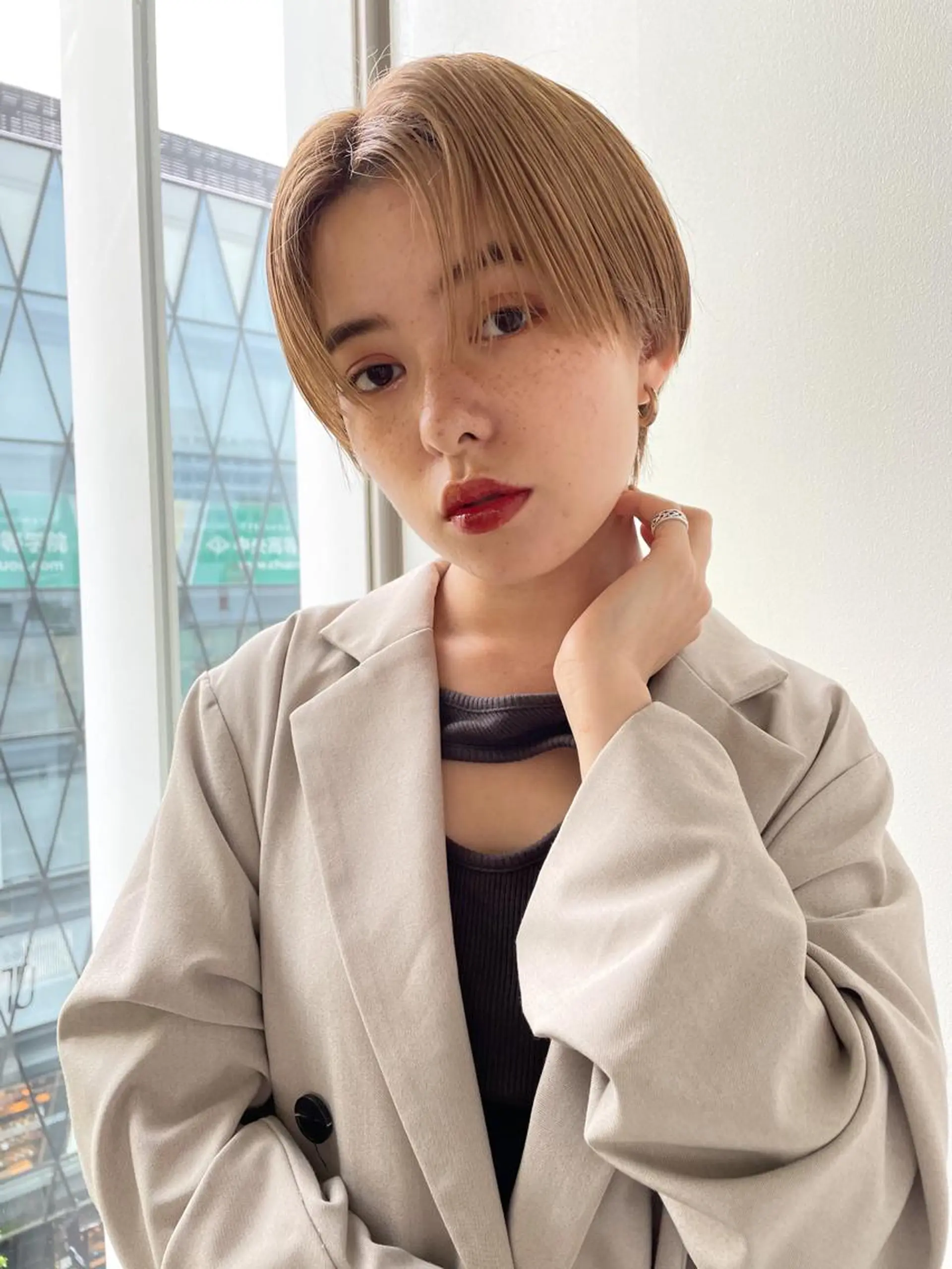 ミディアム カラー ヘアアレンジ ヘアカラー トリートメント ボブ×柔らかいカラー 🩰misaki𓍼のヘアスタイル