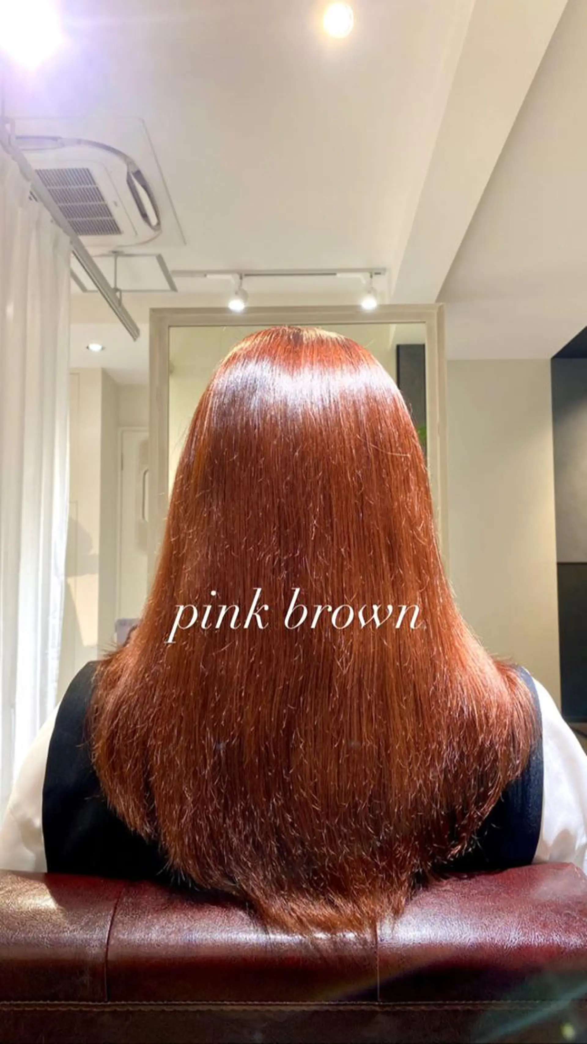 セミロング カラー ブリーチ ブラウンカラー ブリーチなしカラー ピンクカラー ピンクブラウン ヘアカラー 縮毛矯正とレイヤー /杉村凜汰郎のヘアスタイル