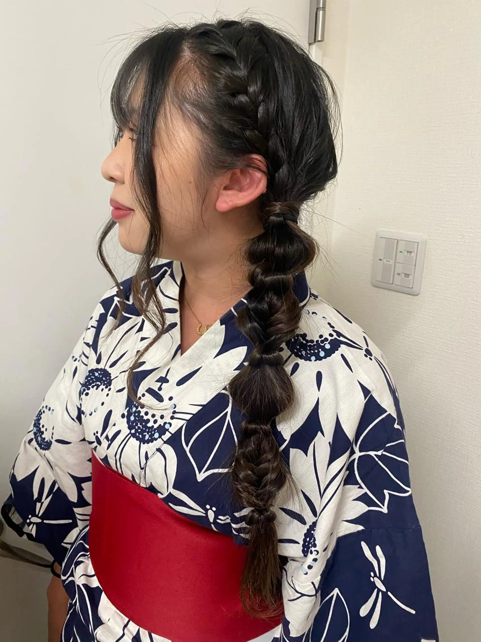 ヘアアレンジ 浴衣 ブリーチなしカラー レイヤーカットのヘアスタイル