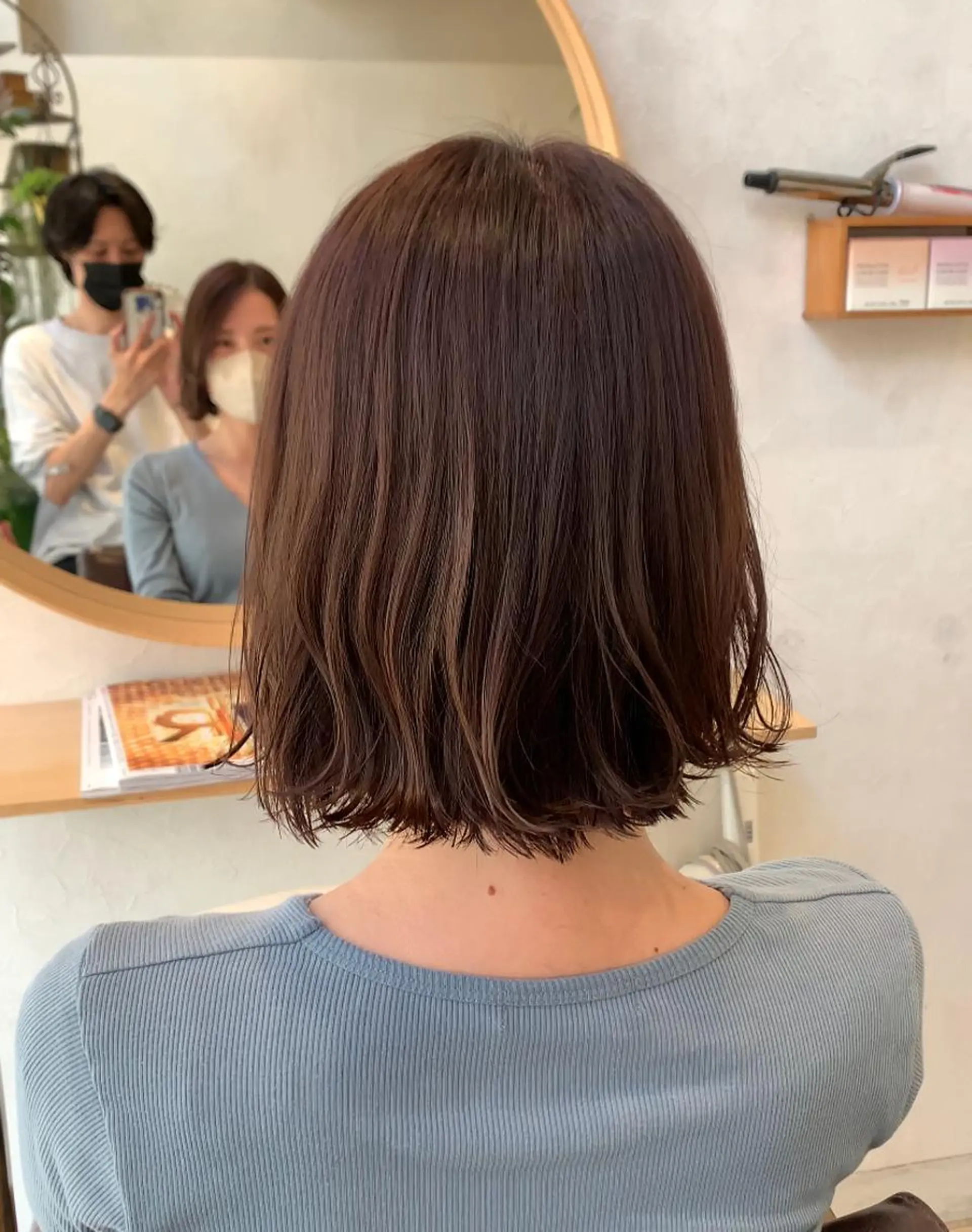 ミディアム カラー ブラウンカラー ココアブラウン ボブ ヘアカラー トリートメント Liberty 店長 TAJIMAのヘアスタイル