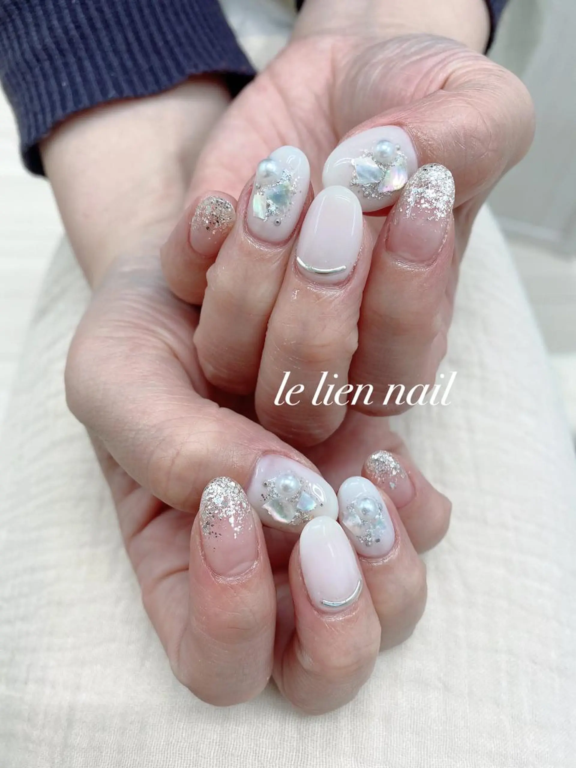 ネイル アートネイル ニュアンスネイル 夏ネイル ホワイト ハンドネイル le lien nailのネイルデザイン