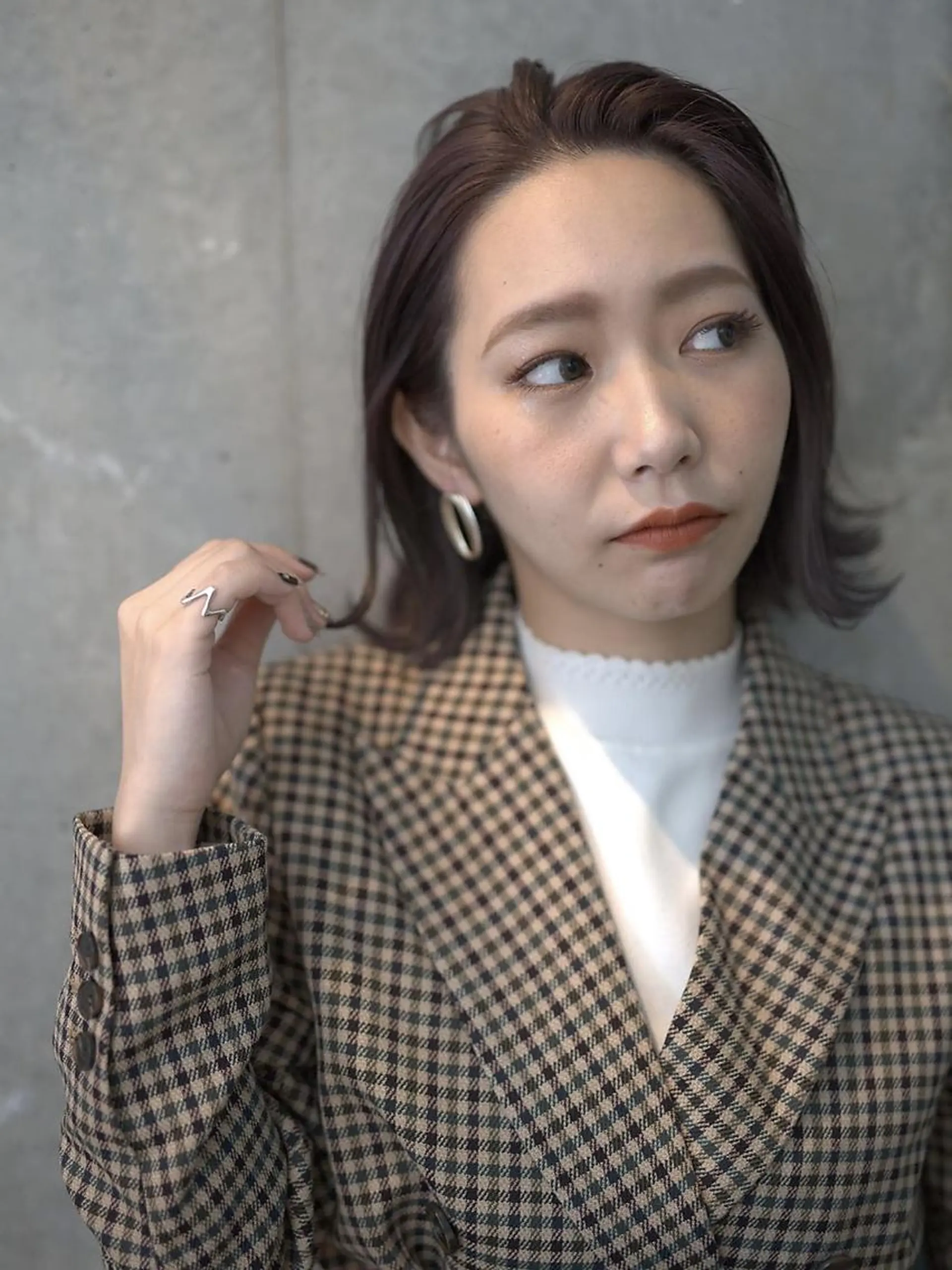 ミディアム 柳下 涼のヘアスタイル