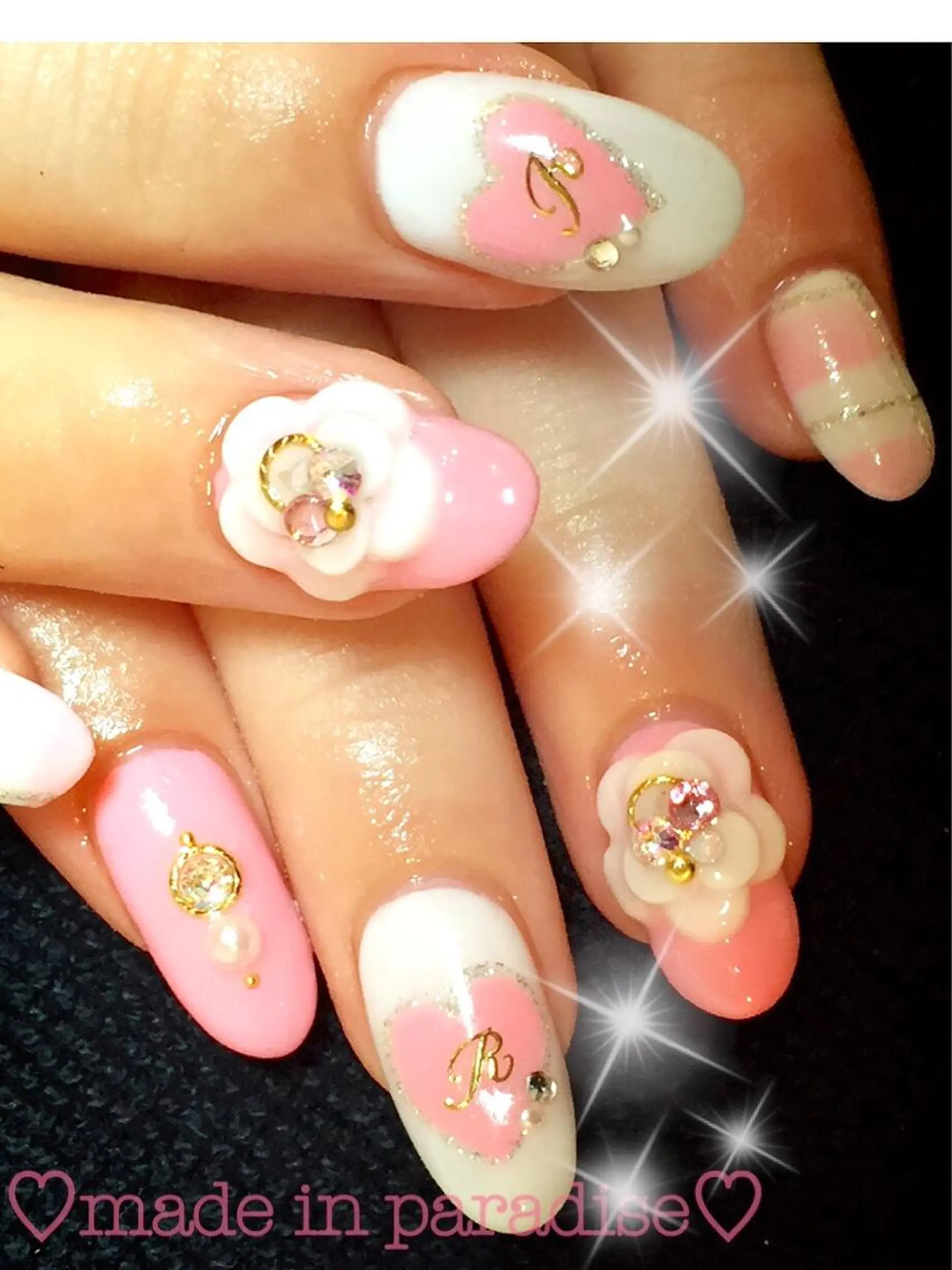 ネイル フラワーネイル うるま市サロン Yuko Izawaのネイルデザイン
