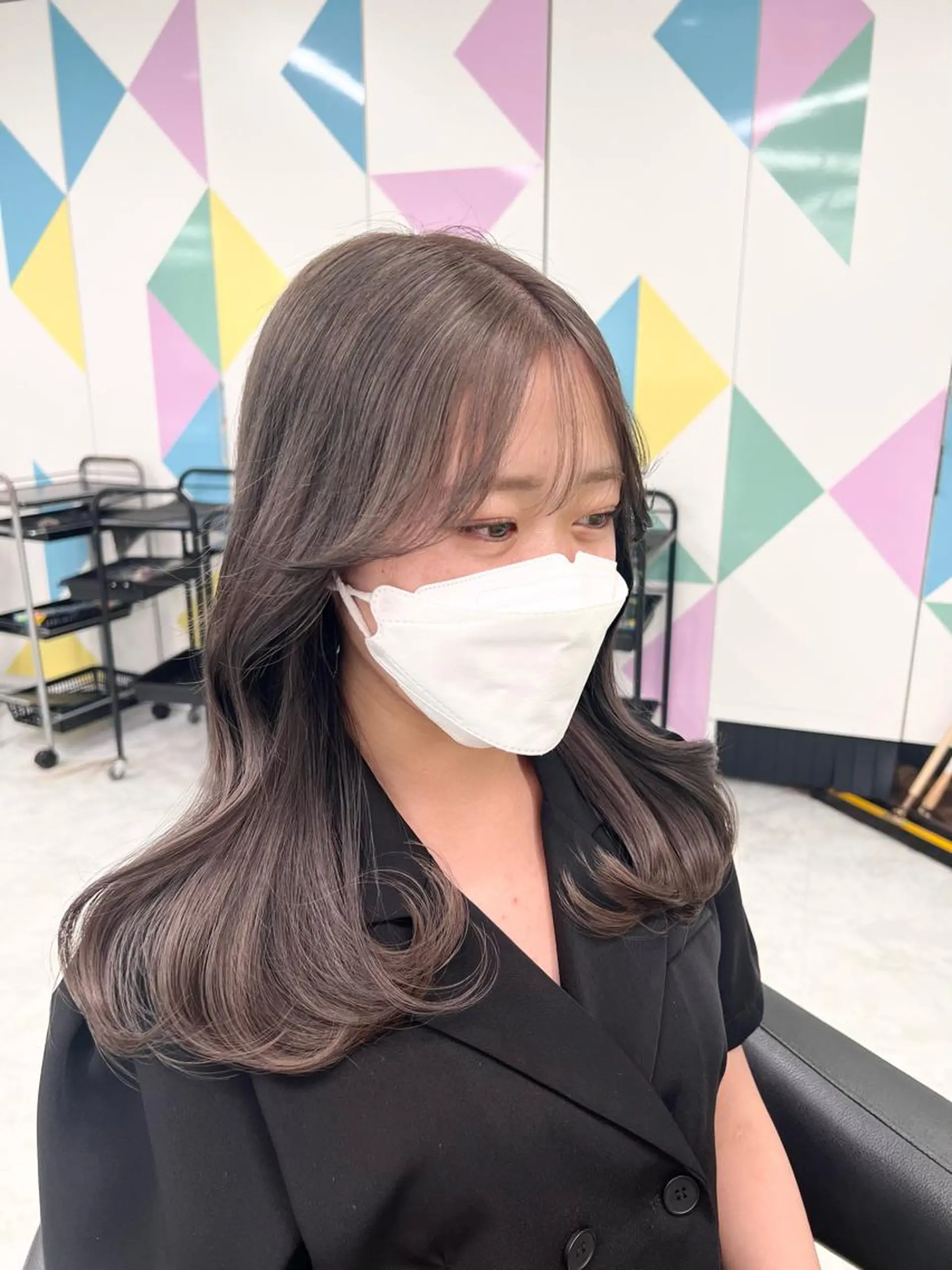 ロング カラー くびれヘア 顔周りカット 韓国風ヘア カット ヘアカラー トリートメント ヘッドスパ ヘアセット 🇨🇳中韓レイヤー 暗髪カラー🇰🇷のヘアスタイル