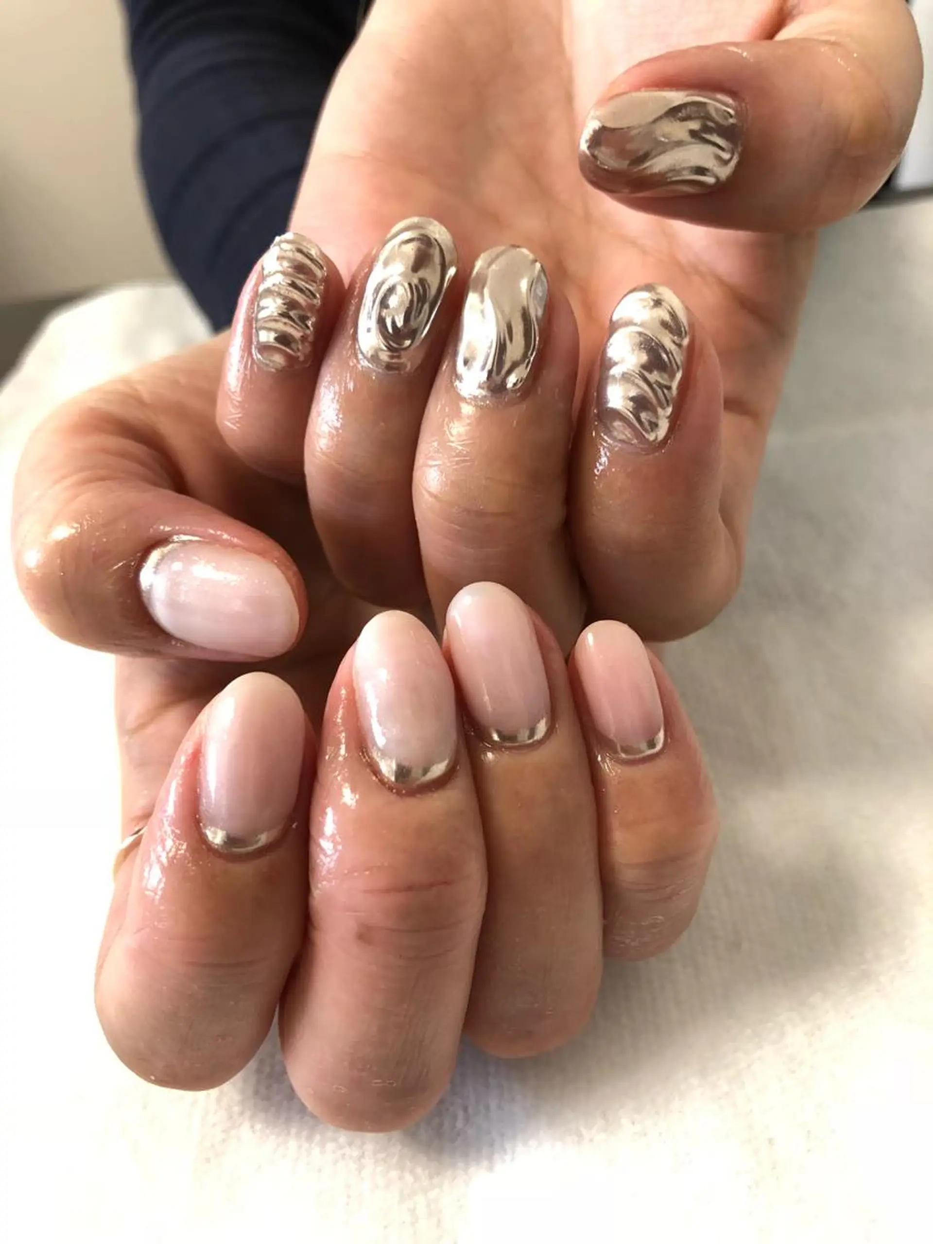 ネイル ミラーネイル ニュアンスネイル 春ネイル miel nailのネイルデザイン