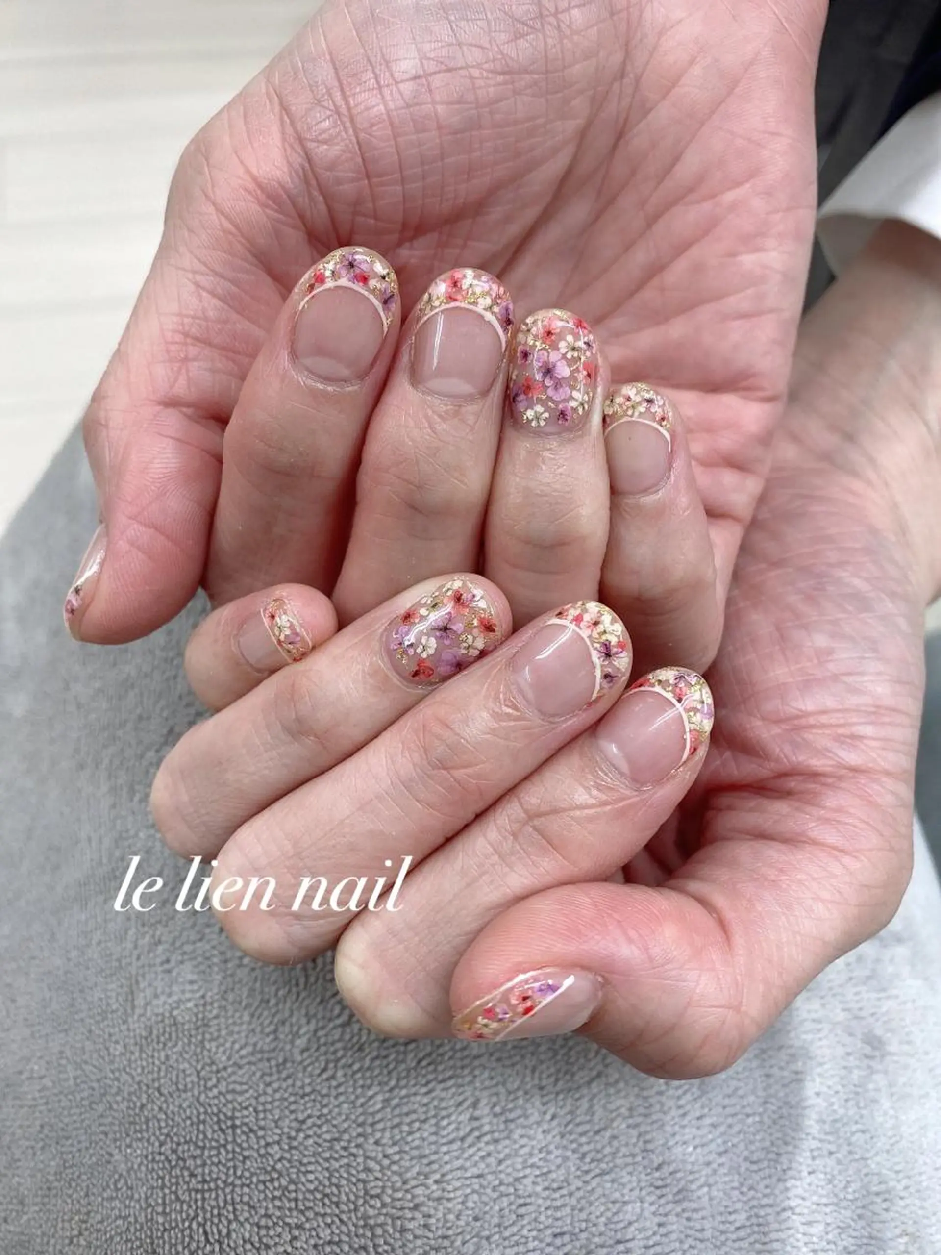 ネイル フラワーネイル フレンチネイル ハンドネイル le lien nailのネイルデザイン