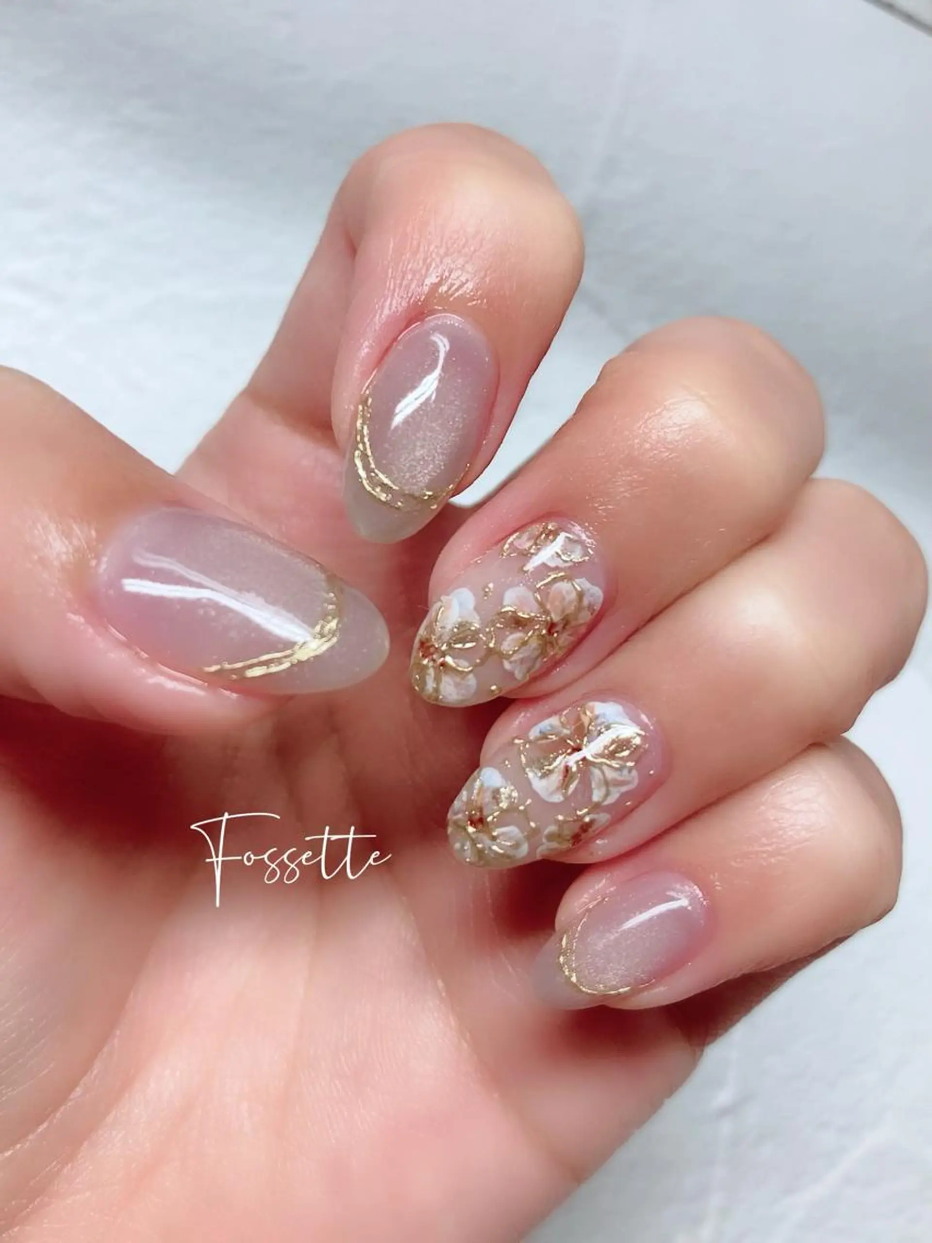ネイル フラワーネイル マグネットネイル ミラーネイル nailsalon Fossetteのネイルデザイン