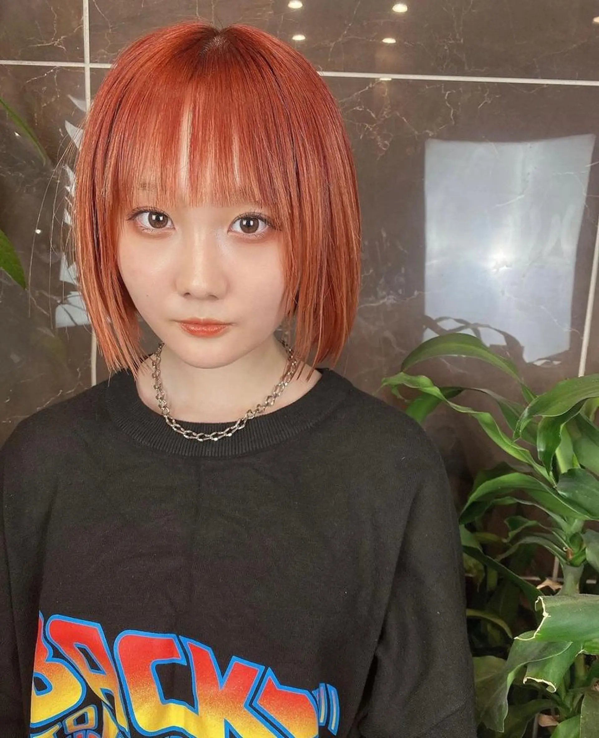 ショート カラー ベージュカラー ブリーチ オレンジ オレンジベージュ LATTE  渋谷所属・♡レイヤーカット れお♡のヘアスタイル