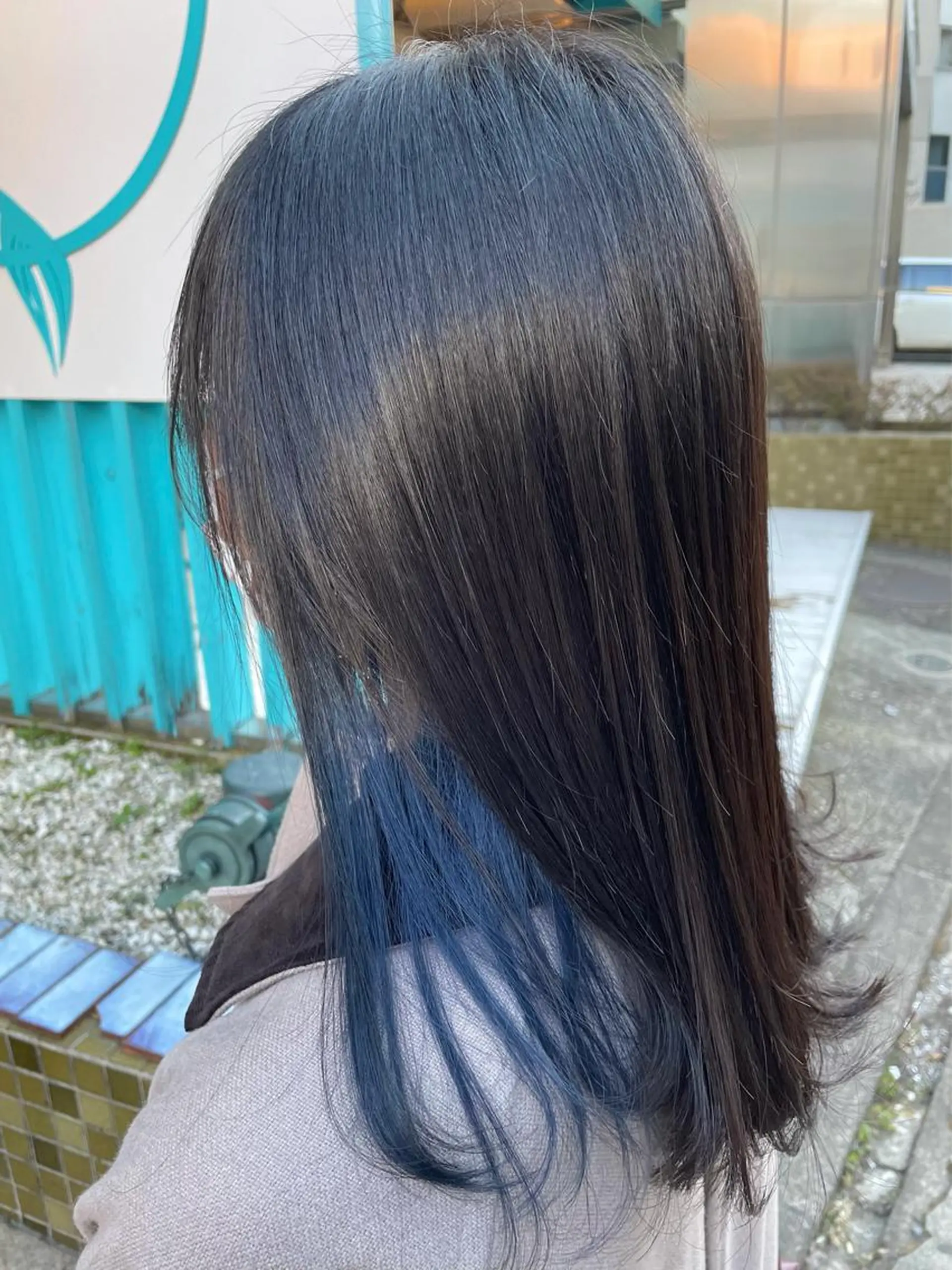 ロング カラー ブルーカラー ネイビーカラー カット ヘアカラー トリートメント 佐藤 魁人のヘアスタイル