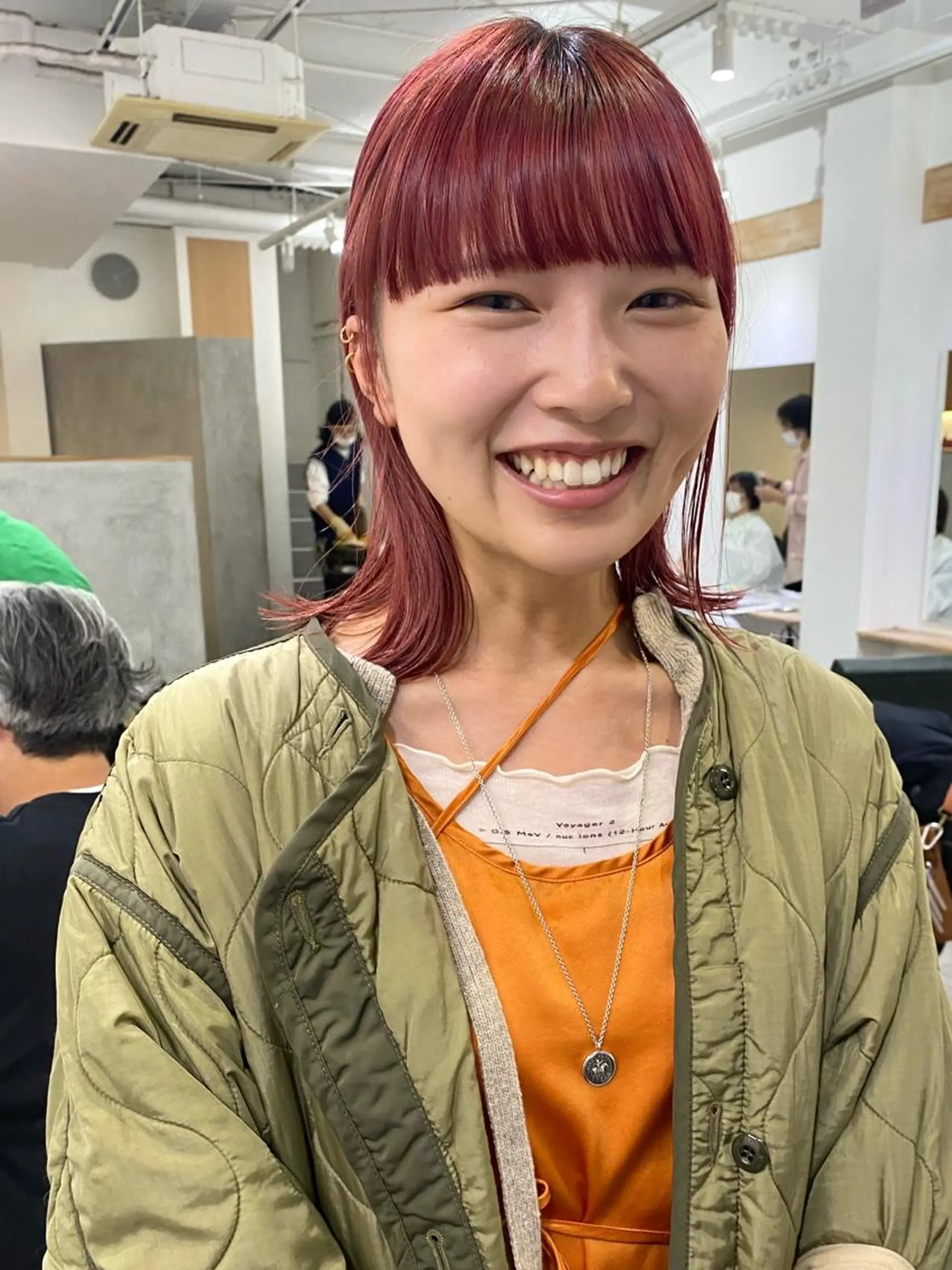 ミディアム カラー レッドカラー カット ヘアカラー トリートメント 森貴裕/ベージュ/ パーマ/オリーブのヘアスタイル