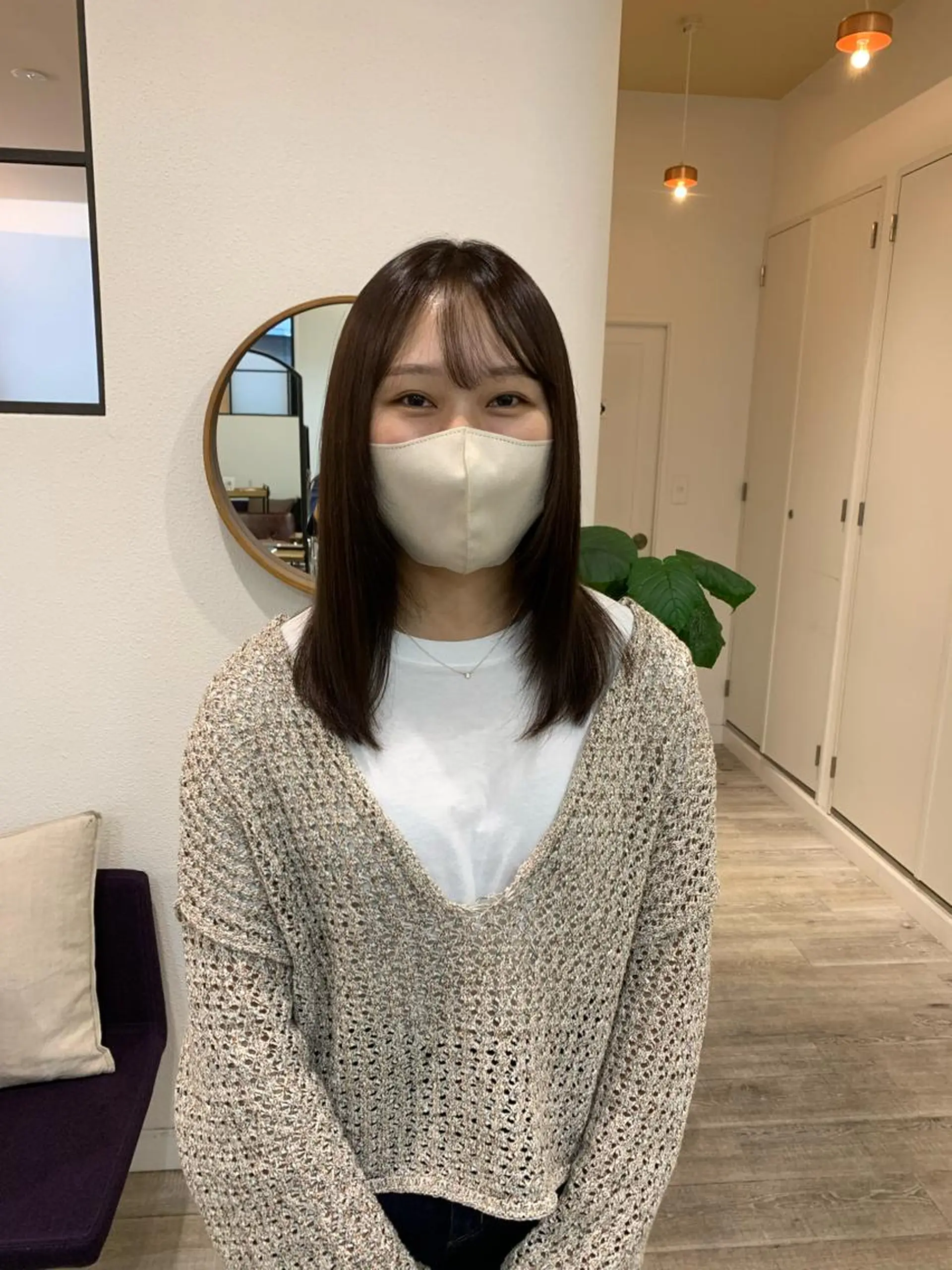 ミディアム カラー ブラウンカラー チョコレートブラウン Door代官山所属・詩織/パーマ /代官山のヘアスタイル