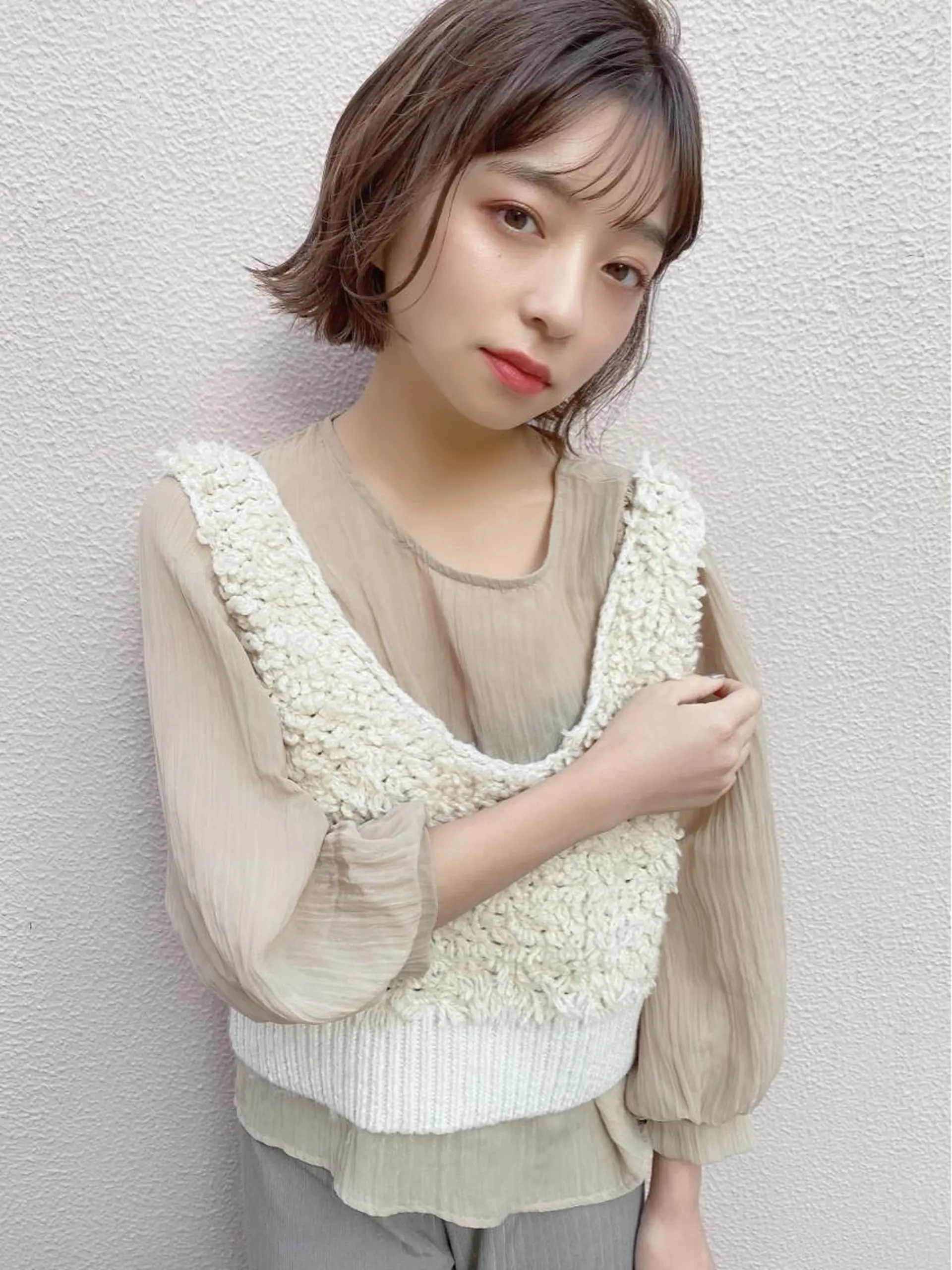 ミディアム ボブレイヤー ボブ くびれヘア くびれレイヤー レイヤーカット 鎌倉 彩のヘアスタイル