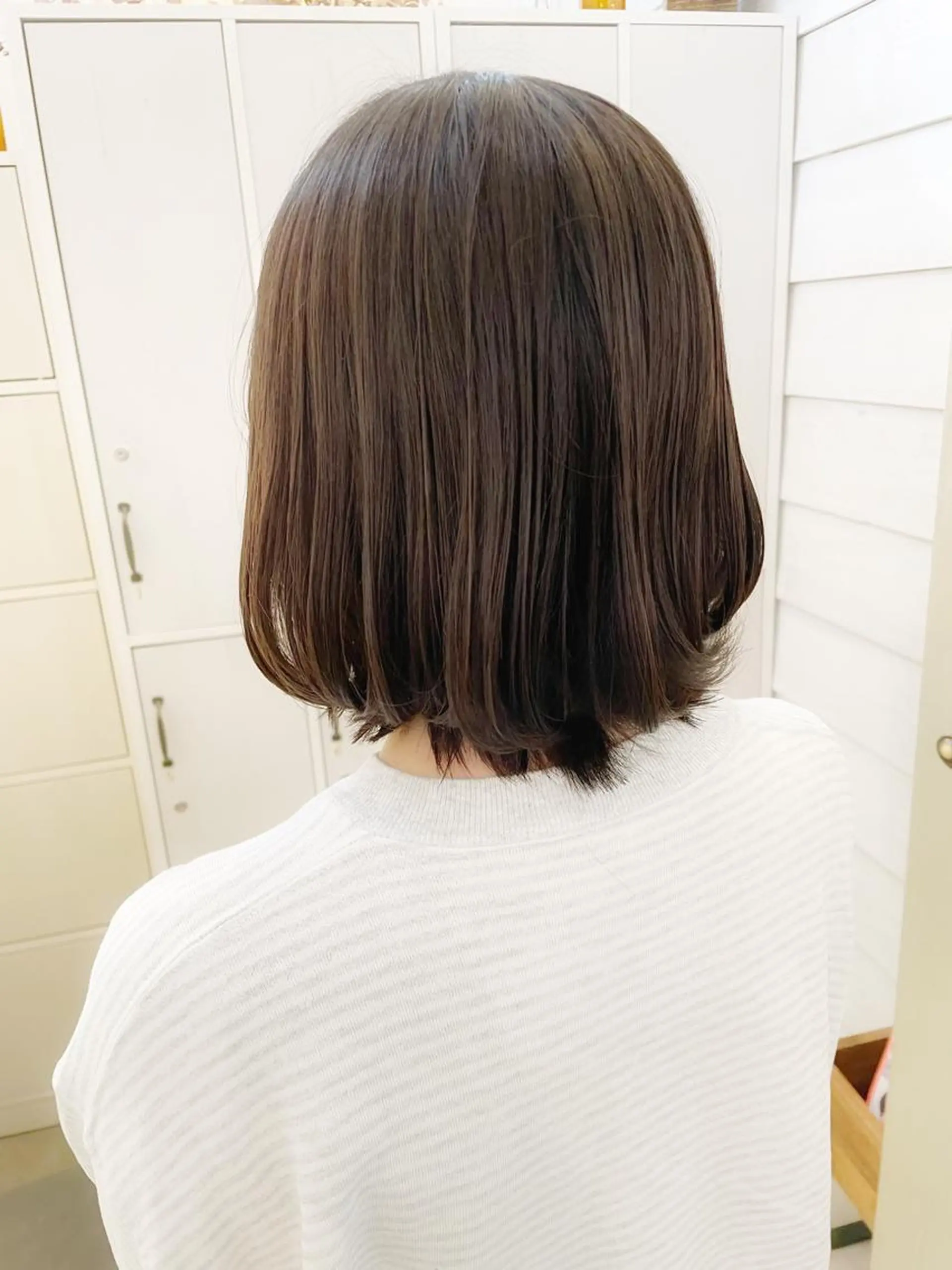 ミディアム カラー ショートボブ ブリーチ ブリーチなしカラー ボブ くせ毛 カット ヘアカラー newline銀座所属・銀座ショート/ 大人ショート/金子涼のヘアスタイル