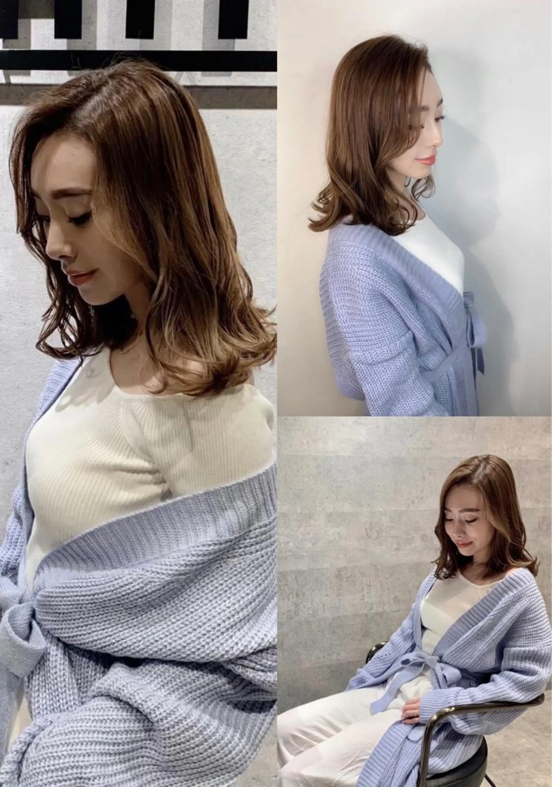 セミロング カラー _WHITE 高槻のヘアスタイル