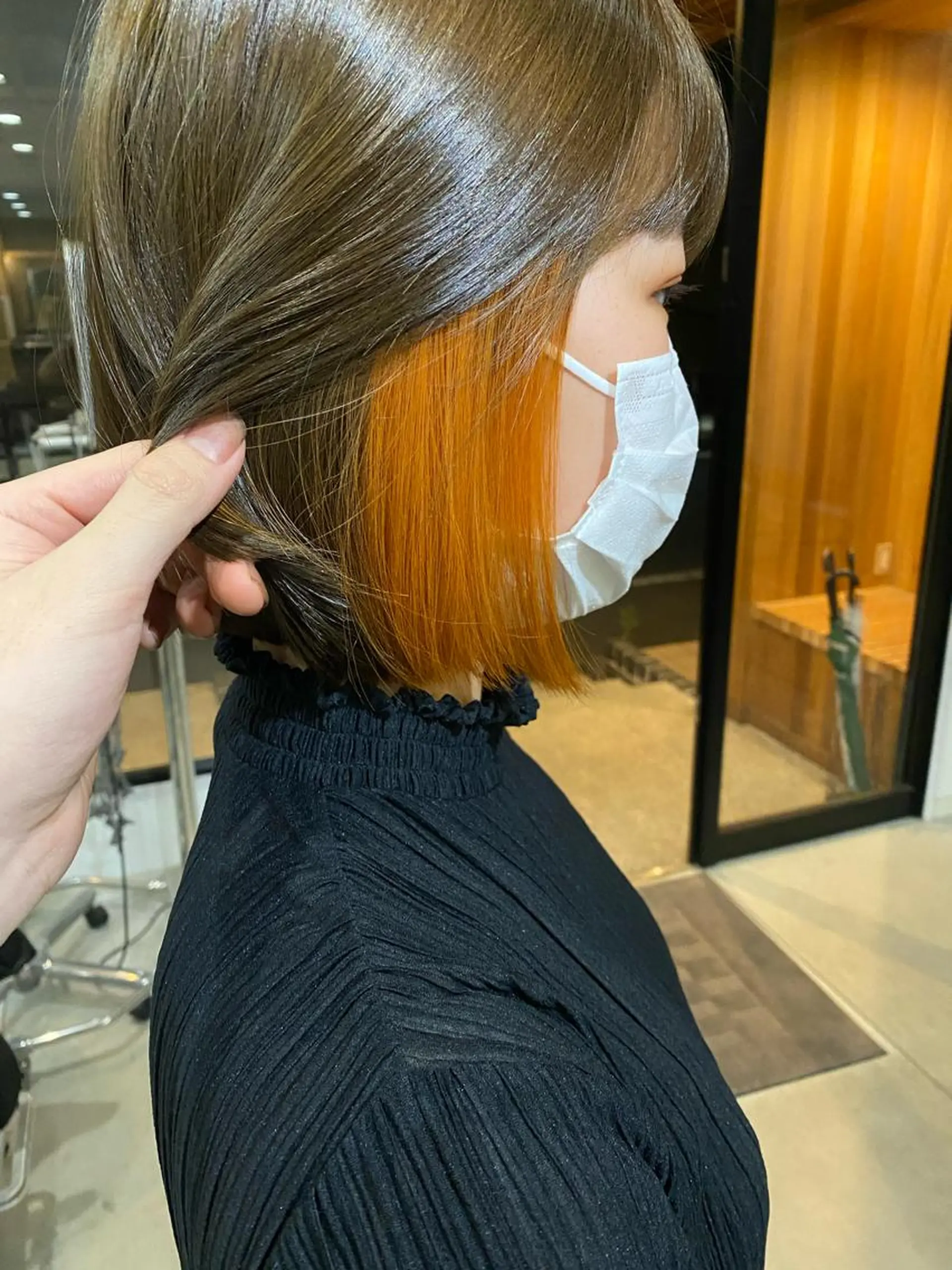 カラー オレンジ ブリーチカラー よねだまことのヘアスタイル