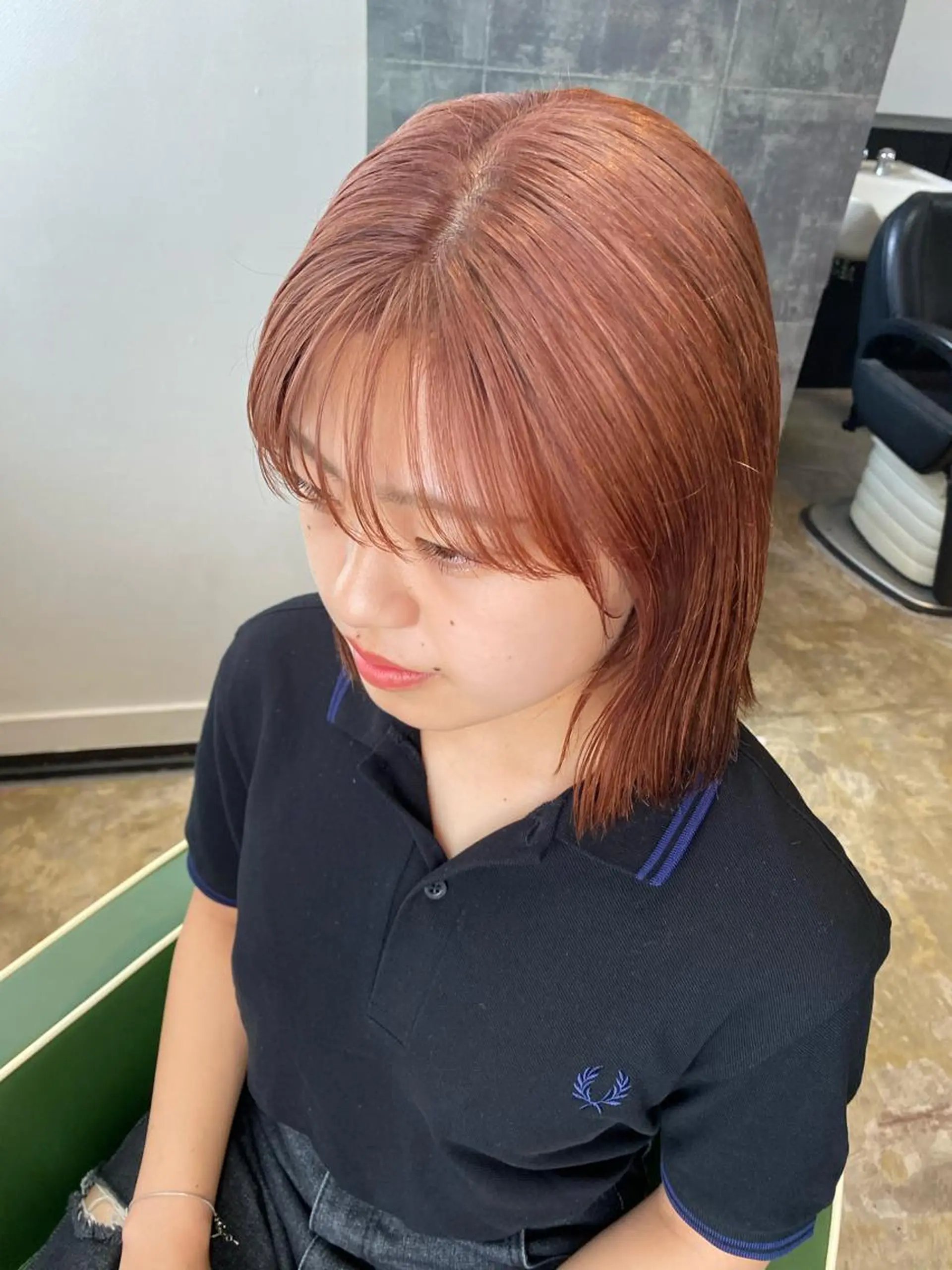 ショート カラー パーマ ヘアアレンジ ネイル マツエク・マツパ アイブロウ オレンジ ピンクカラー カラーマツエク オレンジ ピンク カット ヘアカラー 広島/ボブ/レイヤー 🌿‬wakabaのヘアスタイル