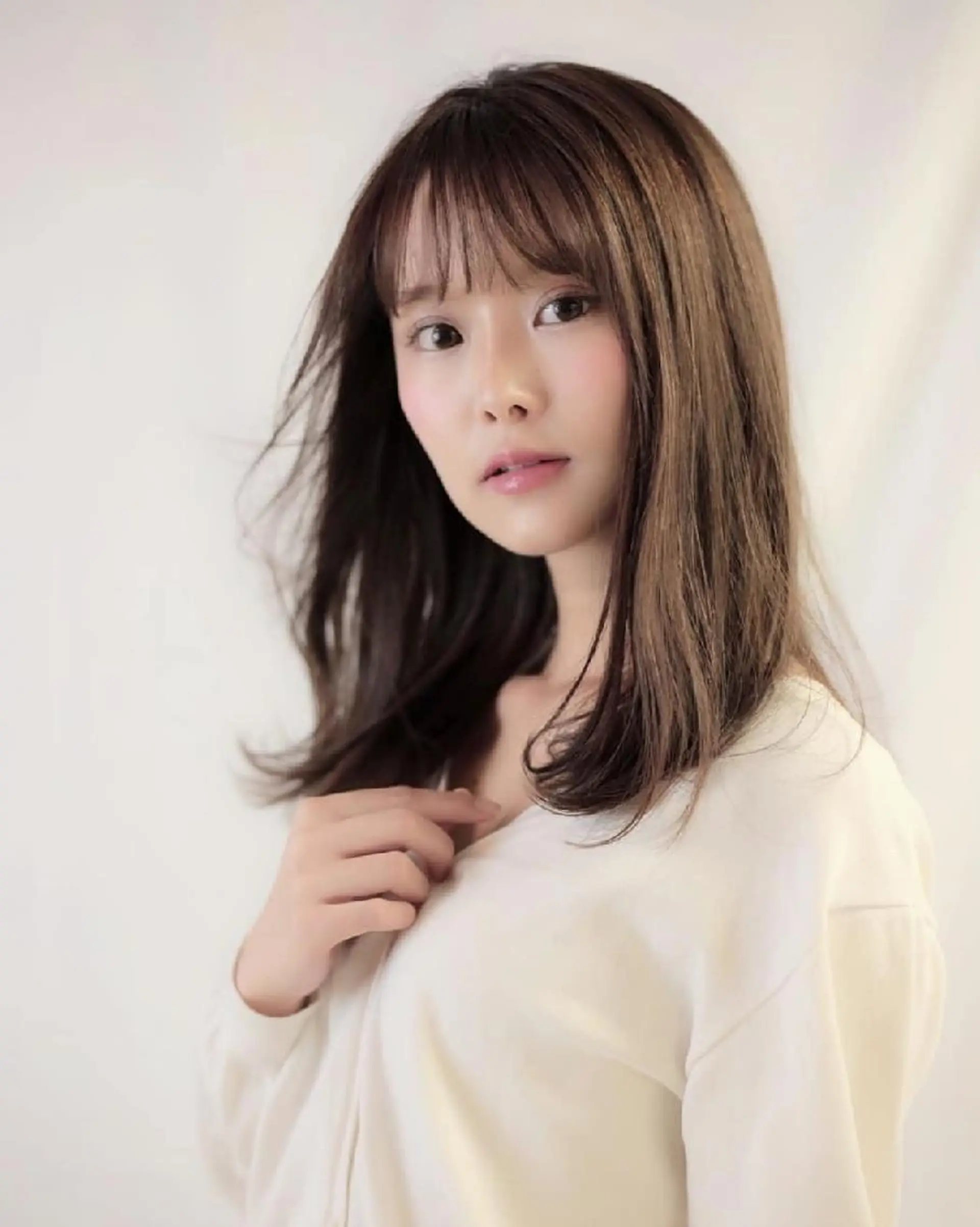 セミロング カット ヘアカラー トリートメント nagane sayakaのヘアスタイル