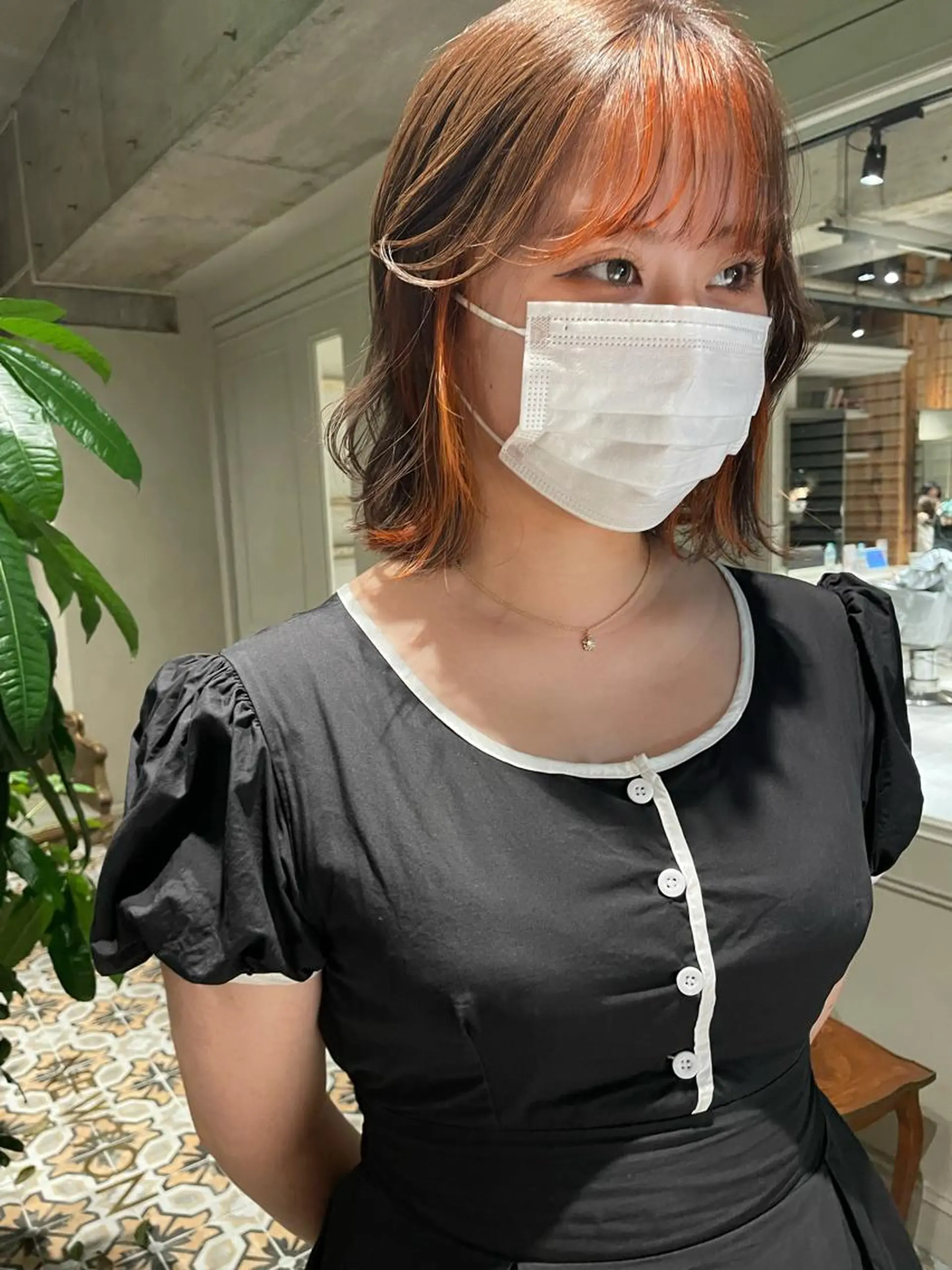 ミディアム カラー ベージュカラー インナーカラー オレンジ ベージュ🤎透明感 カラー🤎anriのヘアスタイル